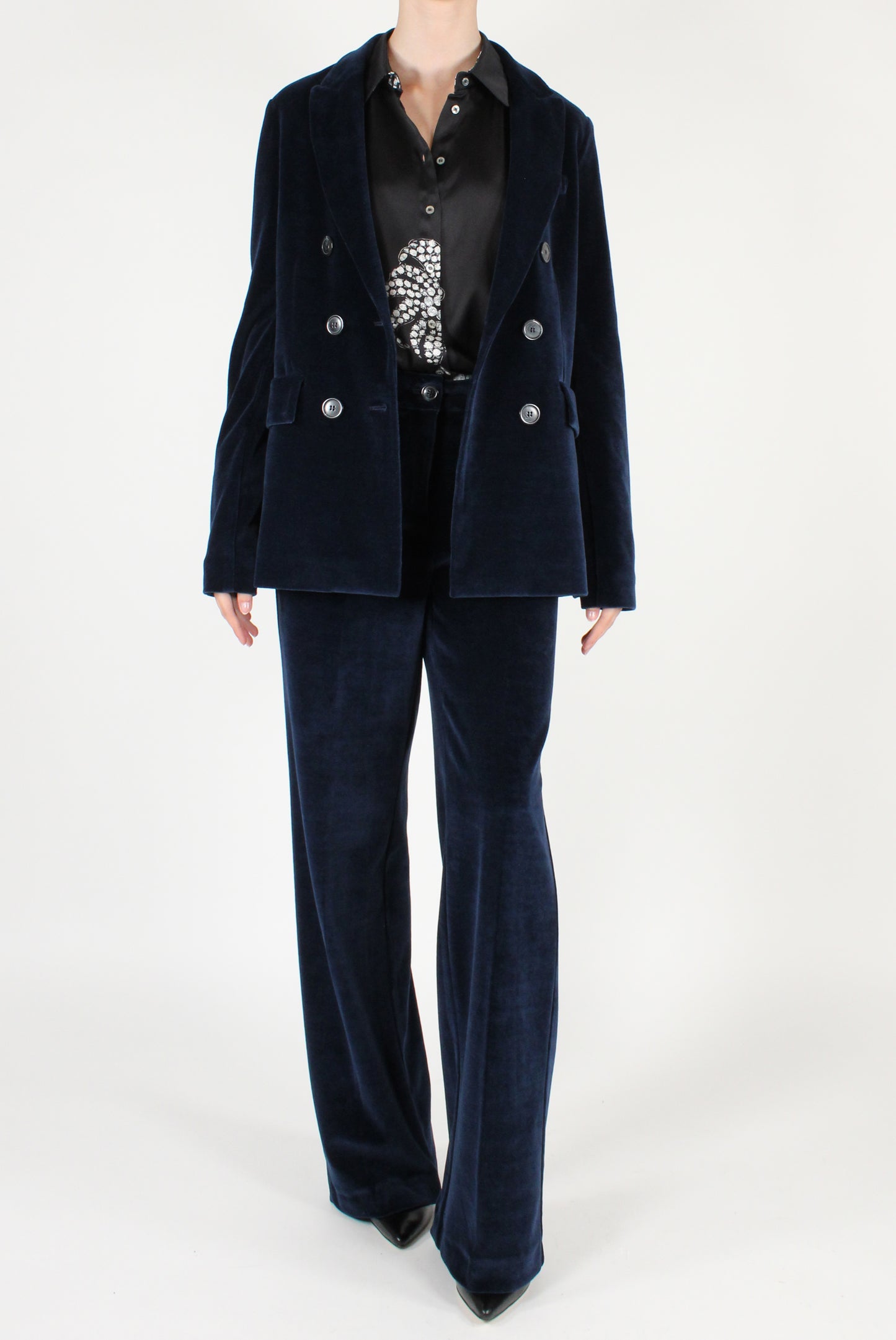 Blazer Doppiopetto in Velluto Liscio