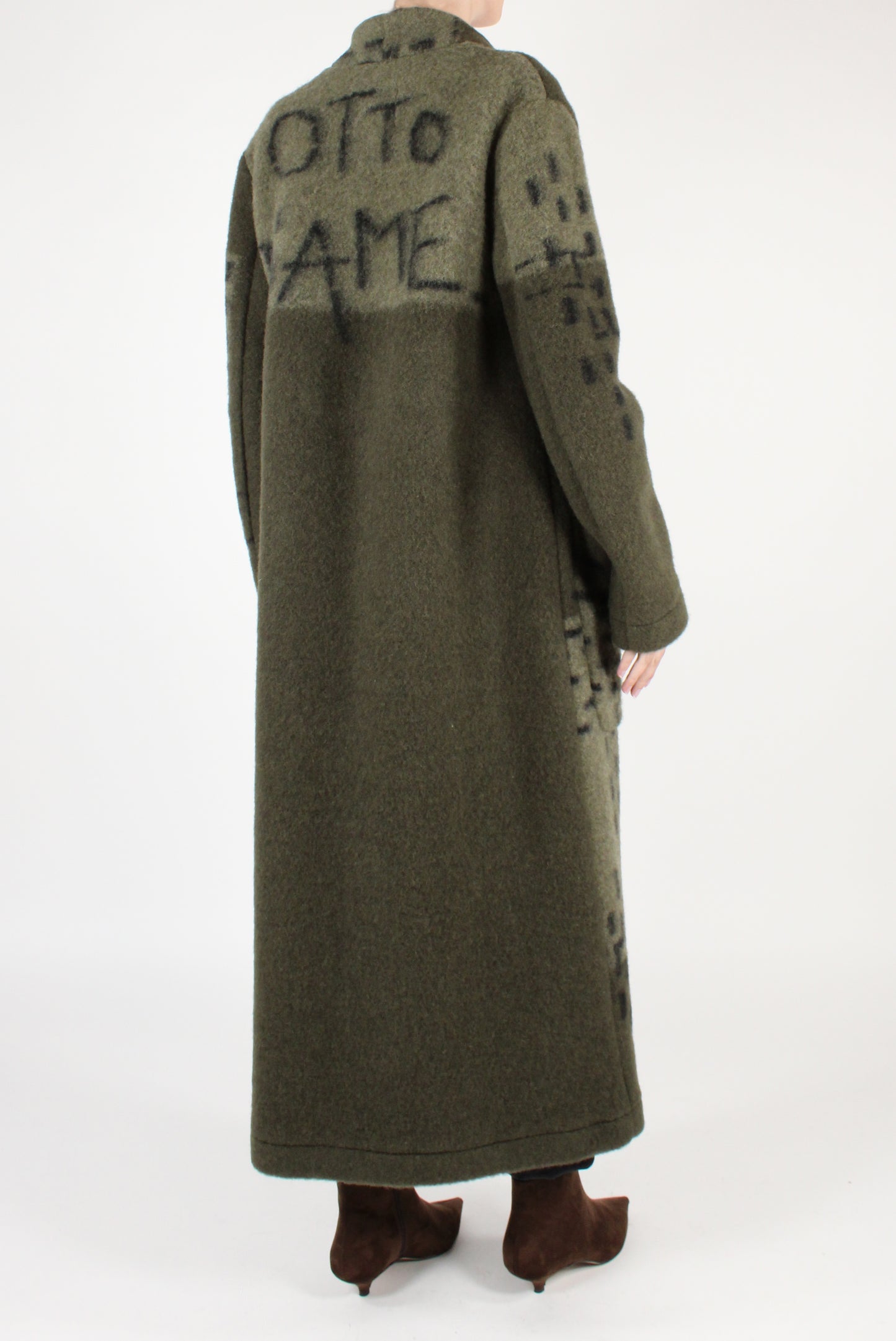 Cappotto Lungo Aperto in Misto Lana