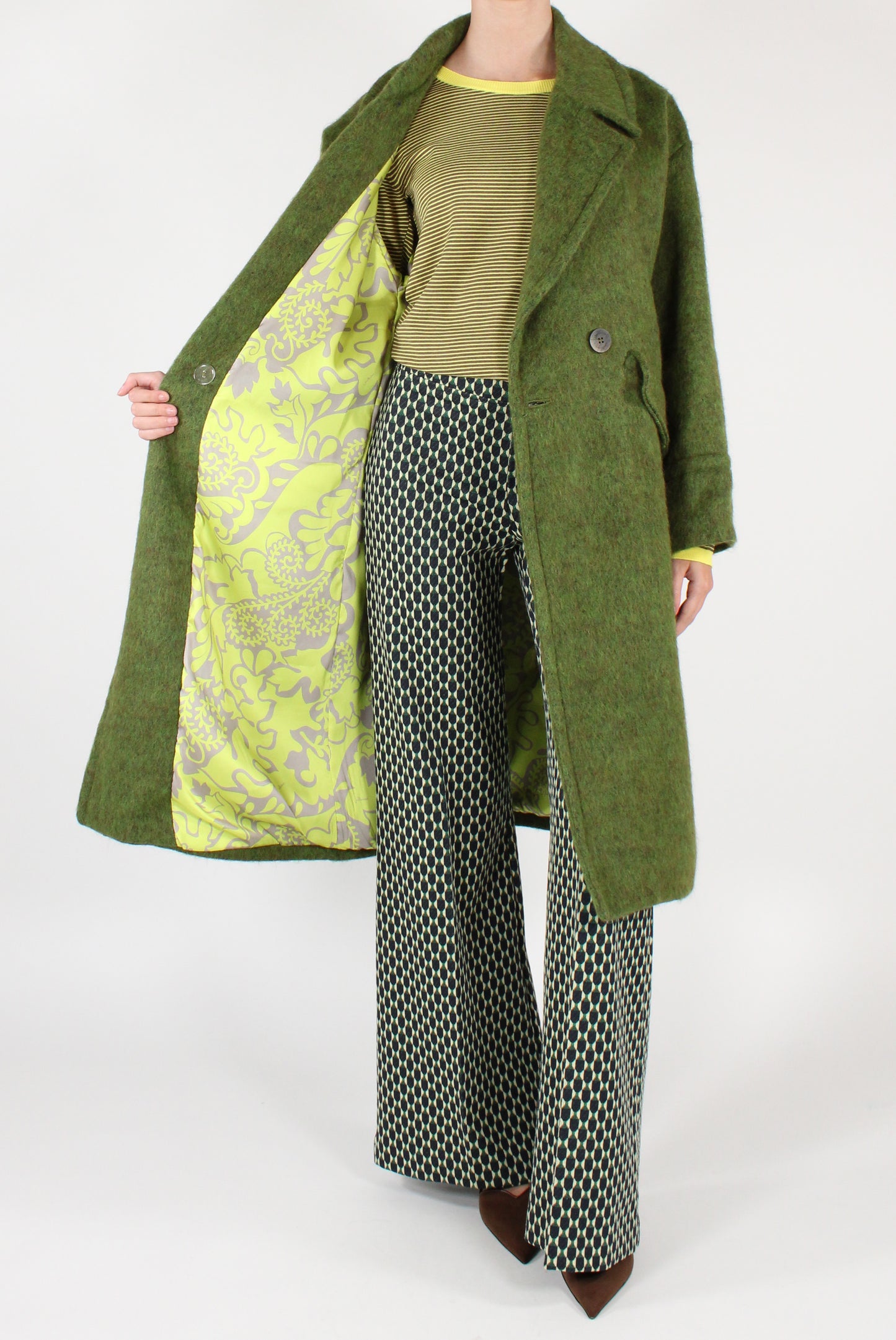 Double Breasted Wool Blend Coat