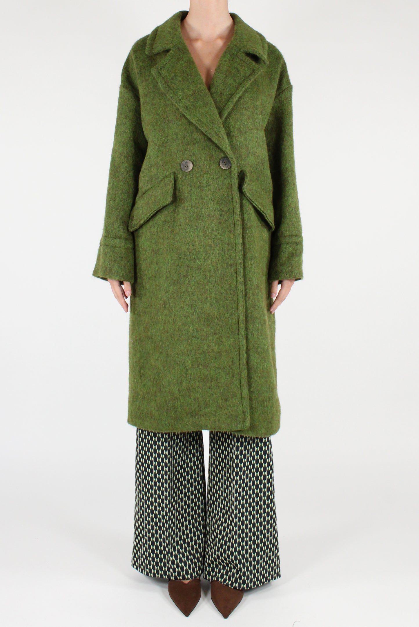 Double Breasted Wool Blend Coat