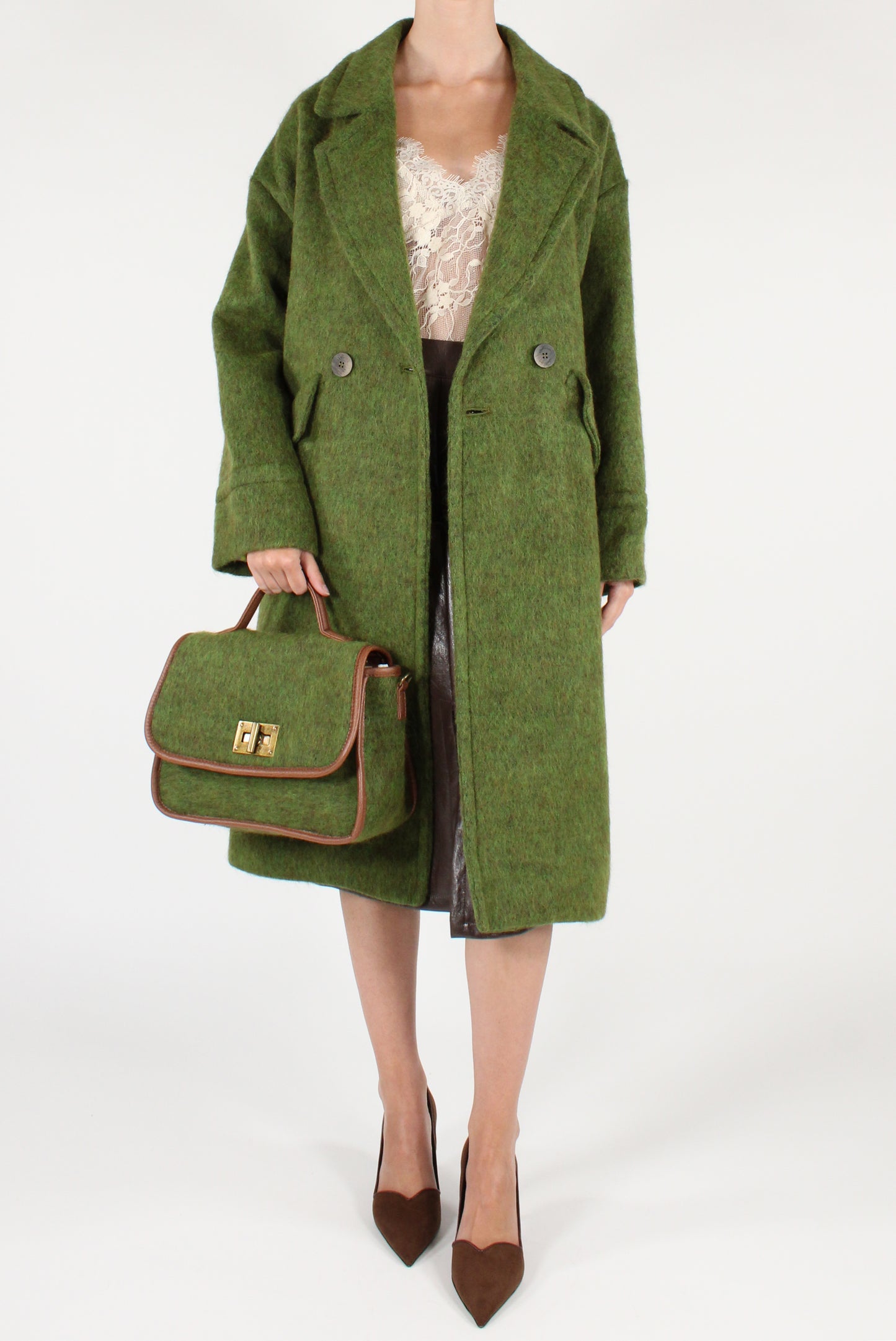 Wool Blend Satchel Bag