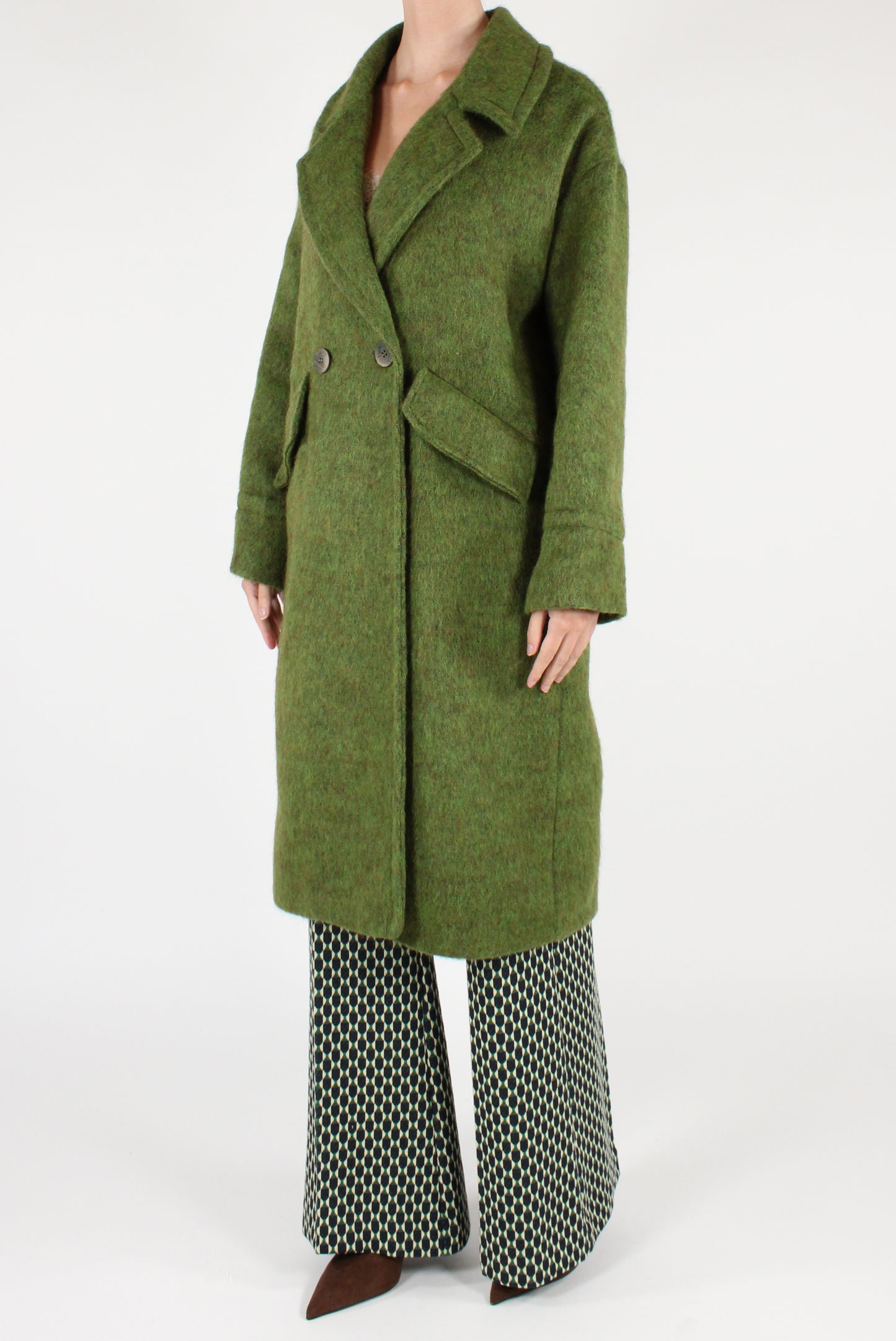 Double Breasted Wool Blend Coat