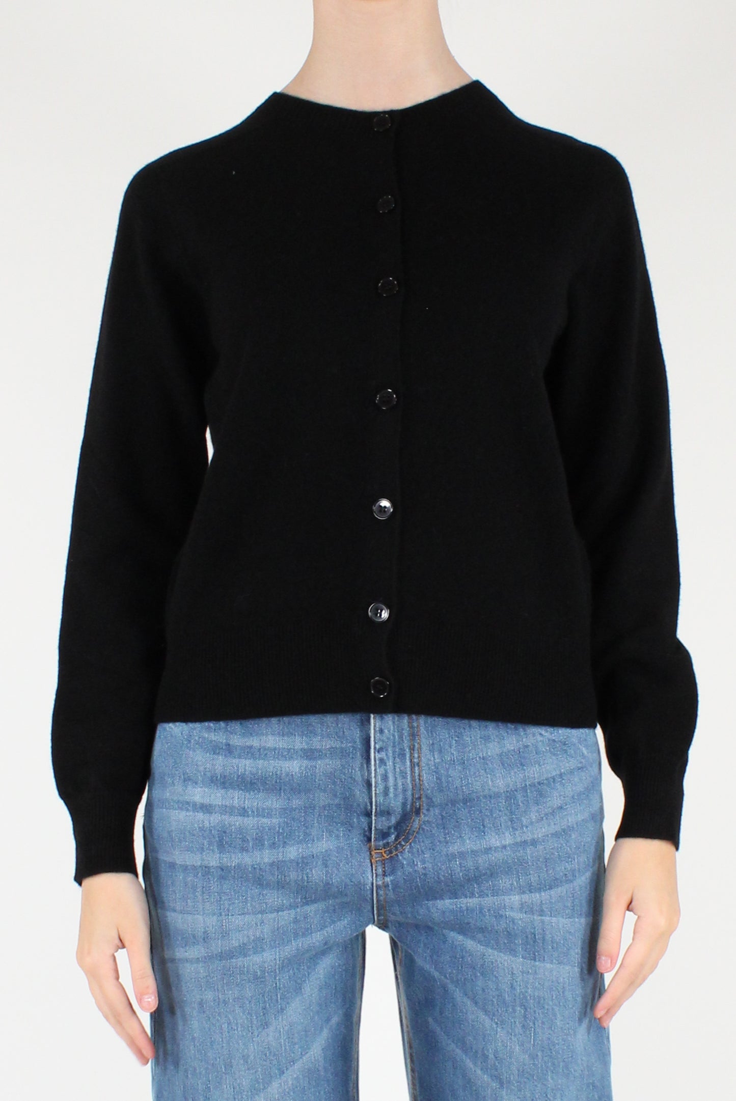 Cardigan Girocollo in Pura Lana