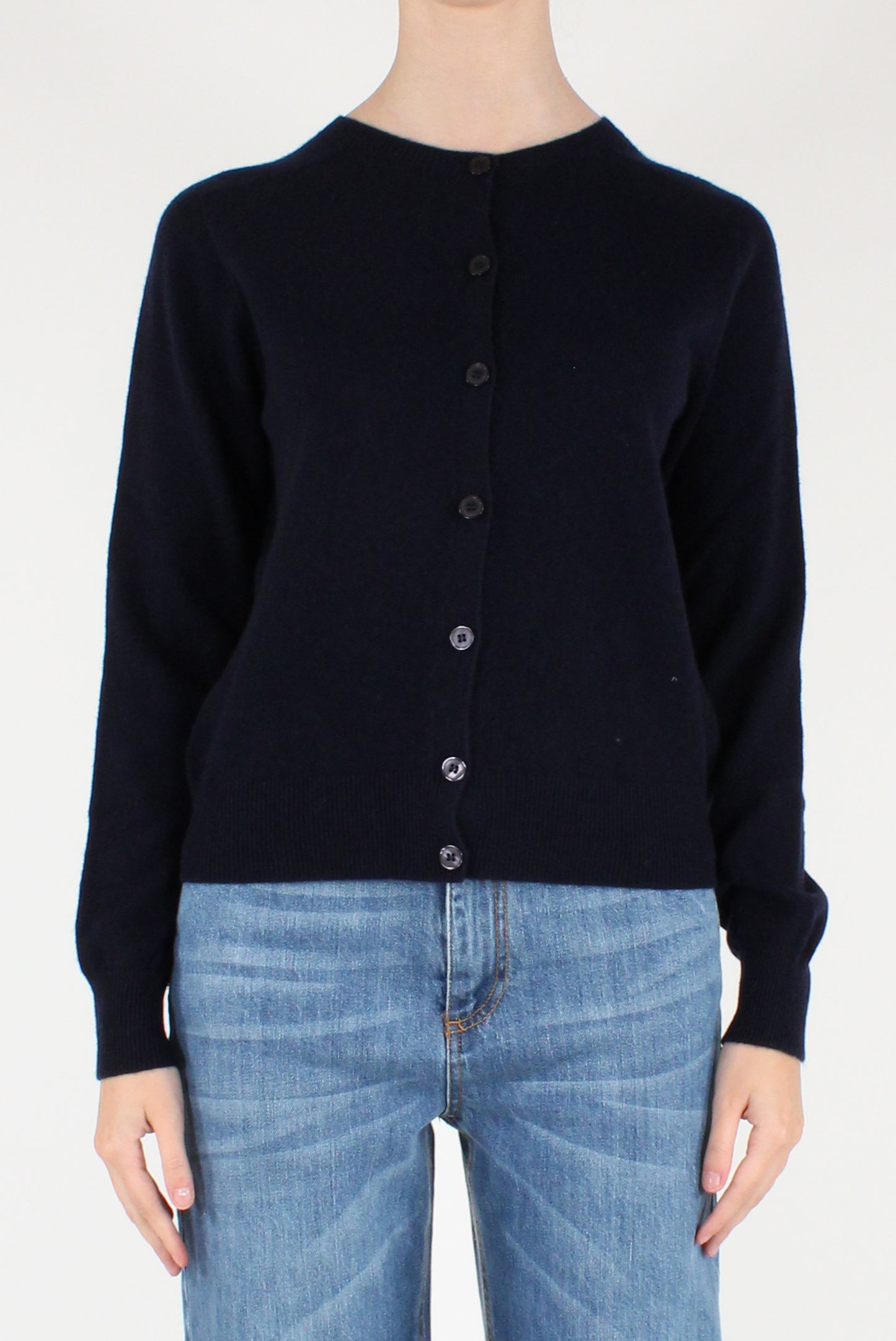 Cardigan Girocollo in Pura Lana