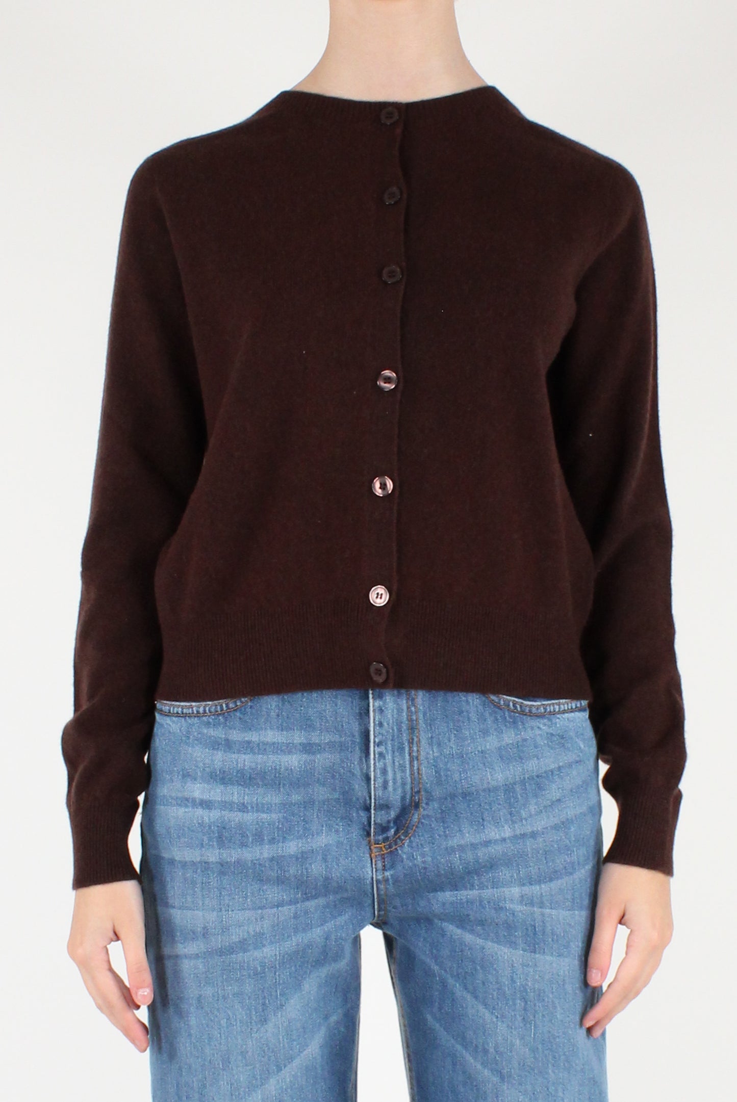 Cardigan Girocollo in Pura Lana