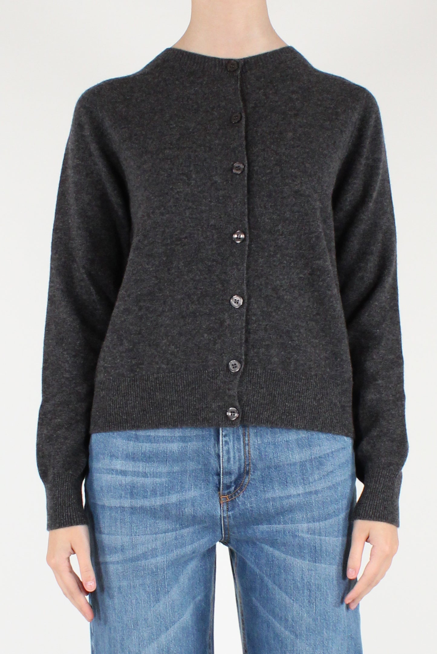 Cardigan Girocollo in Pura Lana