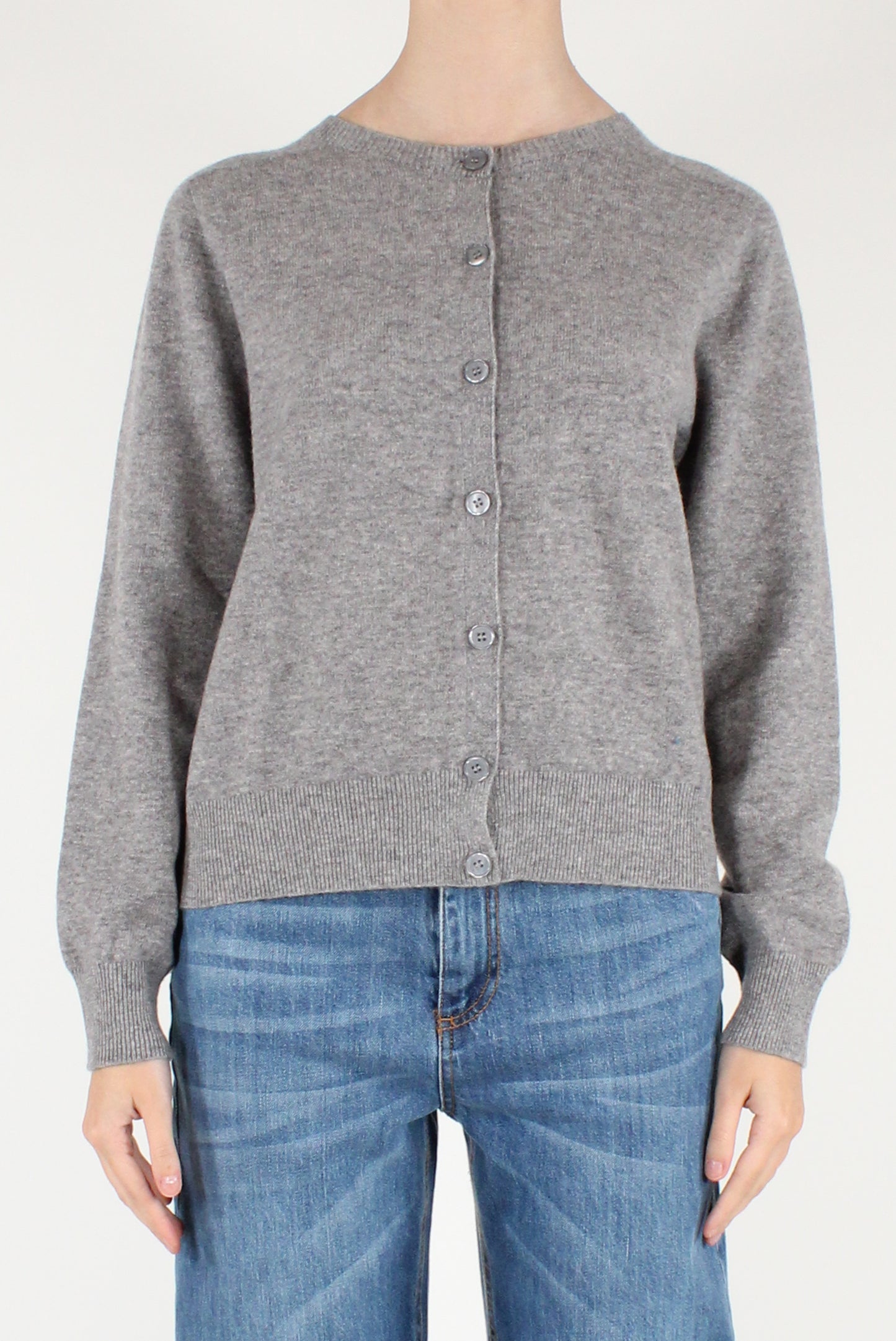 Cardigan Girocollo in Pura Lana