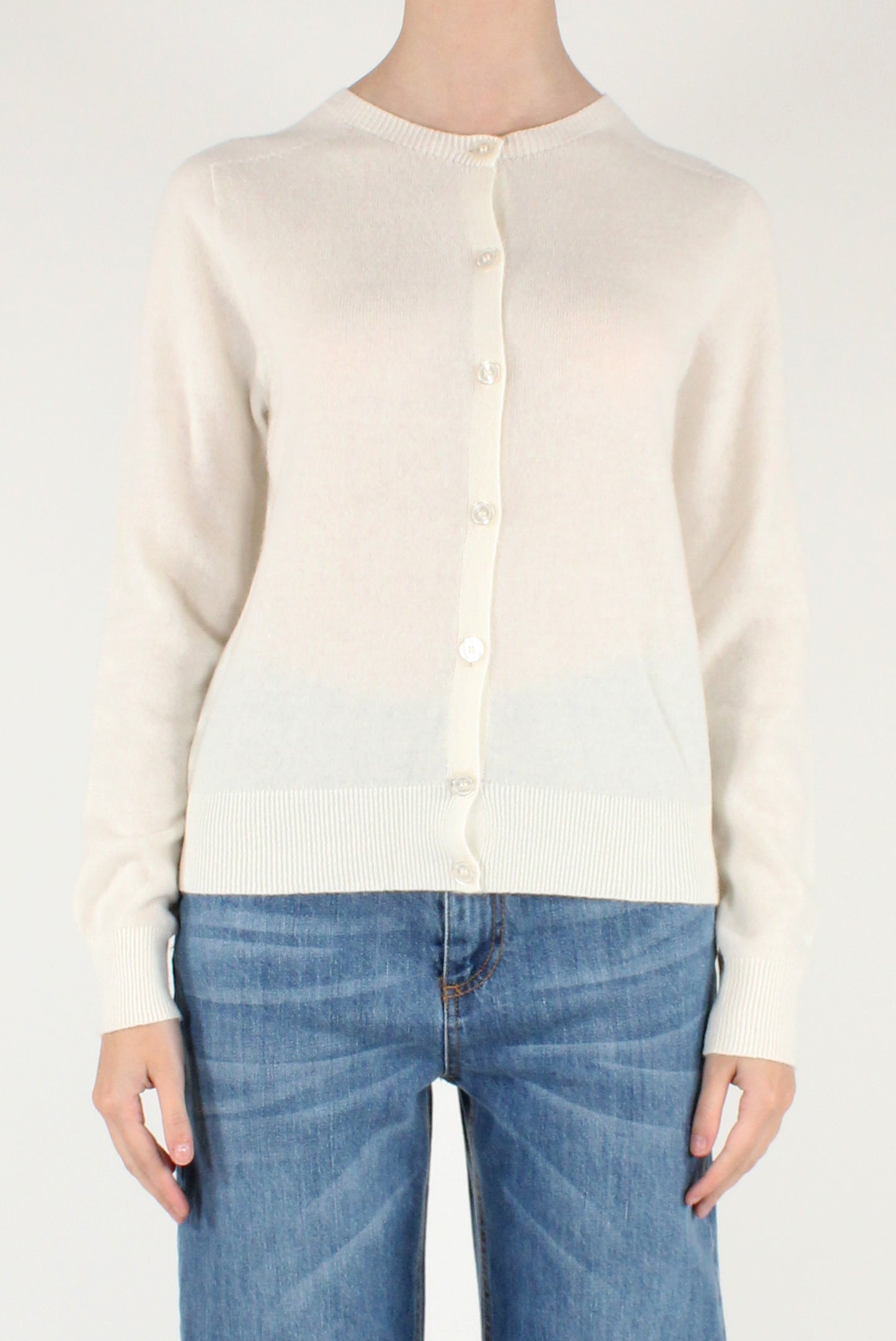 Cardigan Girocollo in Pura Lana