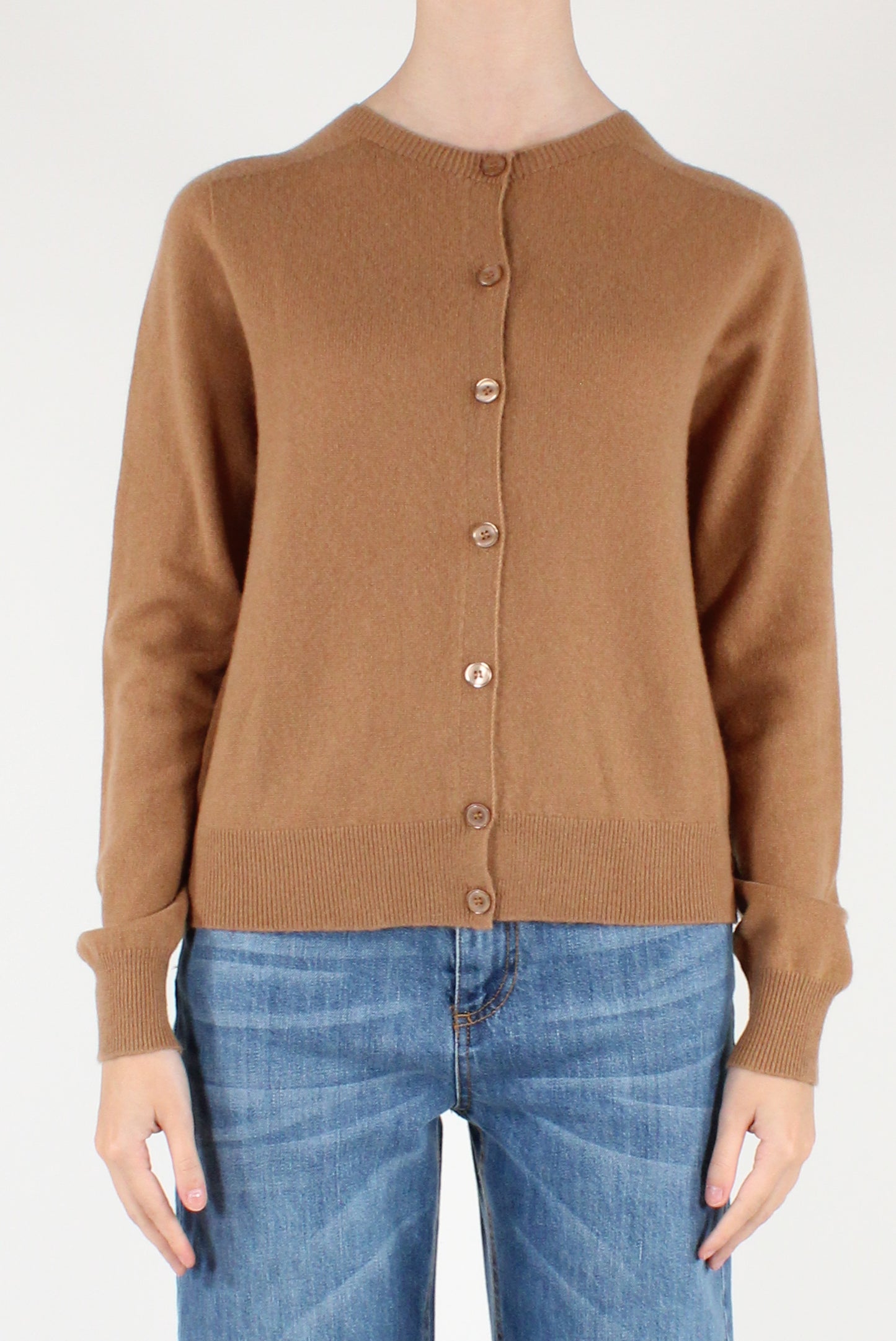 Cardigan Girocollo in Pura Lana