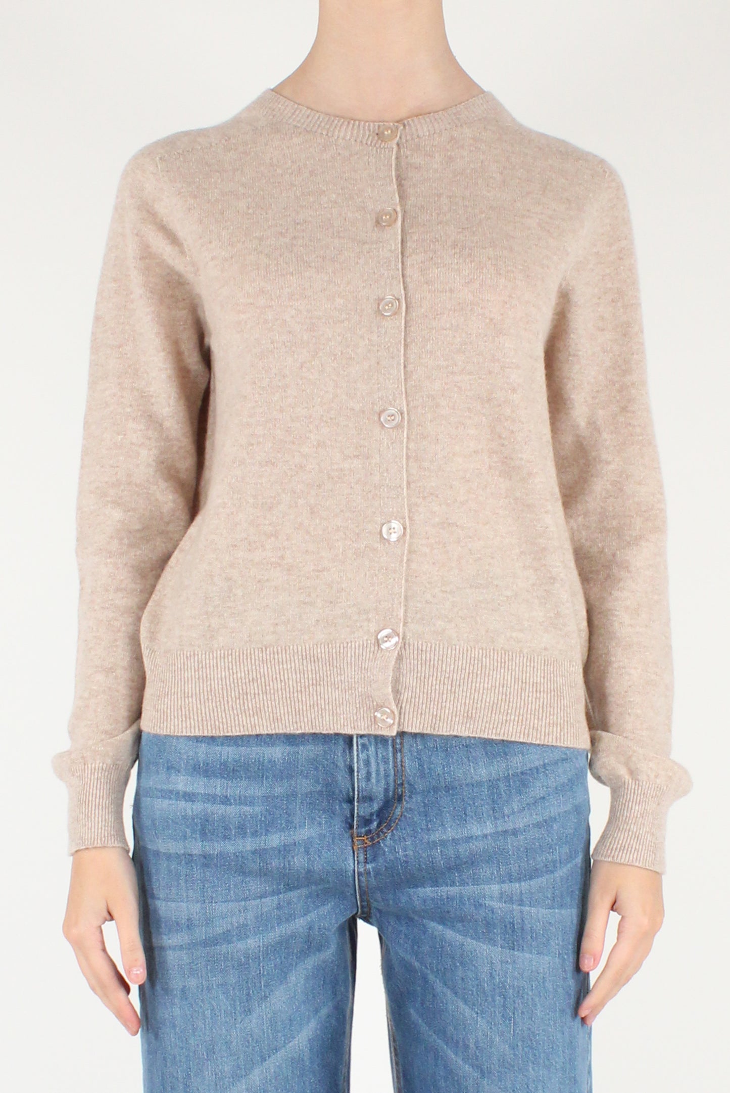 Cardigan Girocollo in Pura Lana