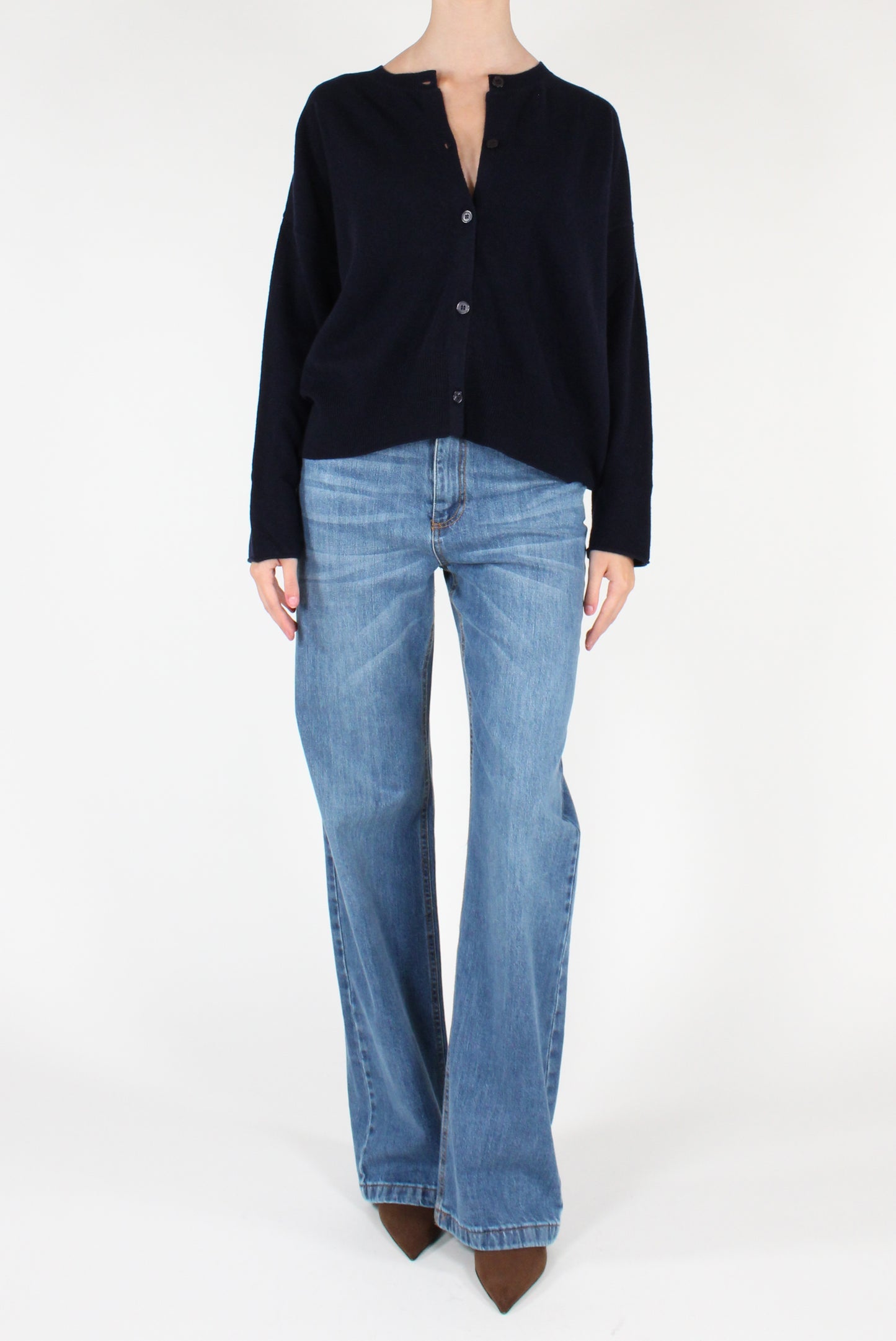 Cardigan Girocollo in Lana