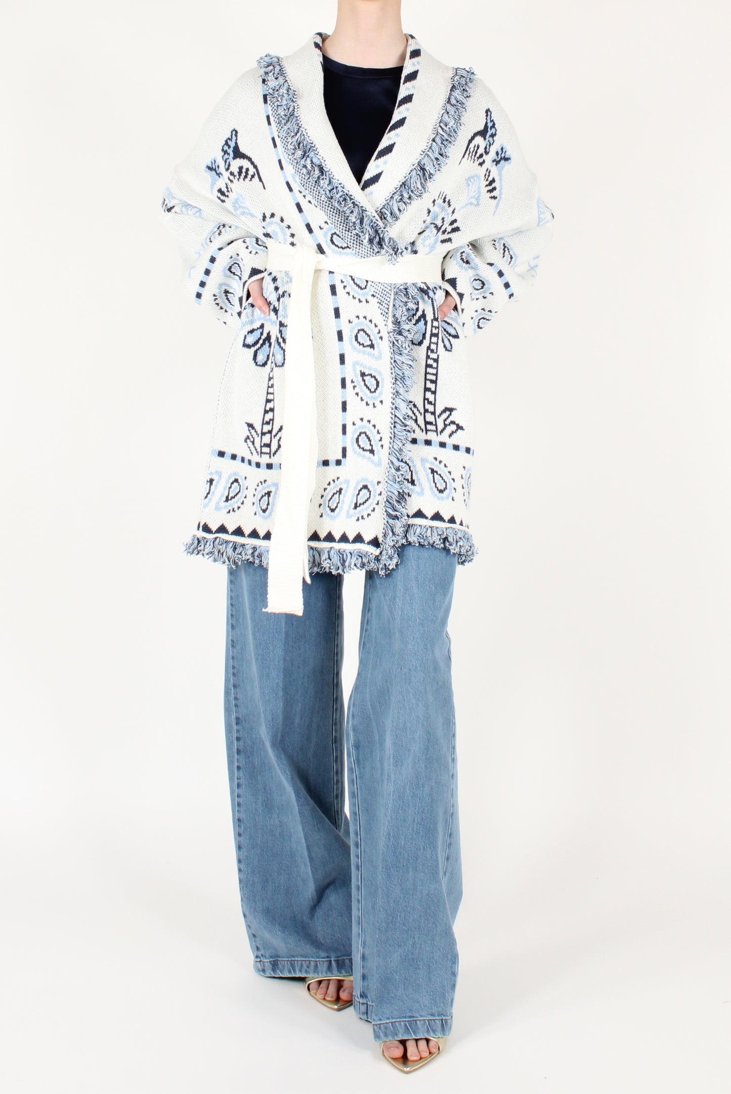 Cardigan Over Stampa Palme
