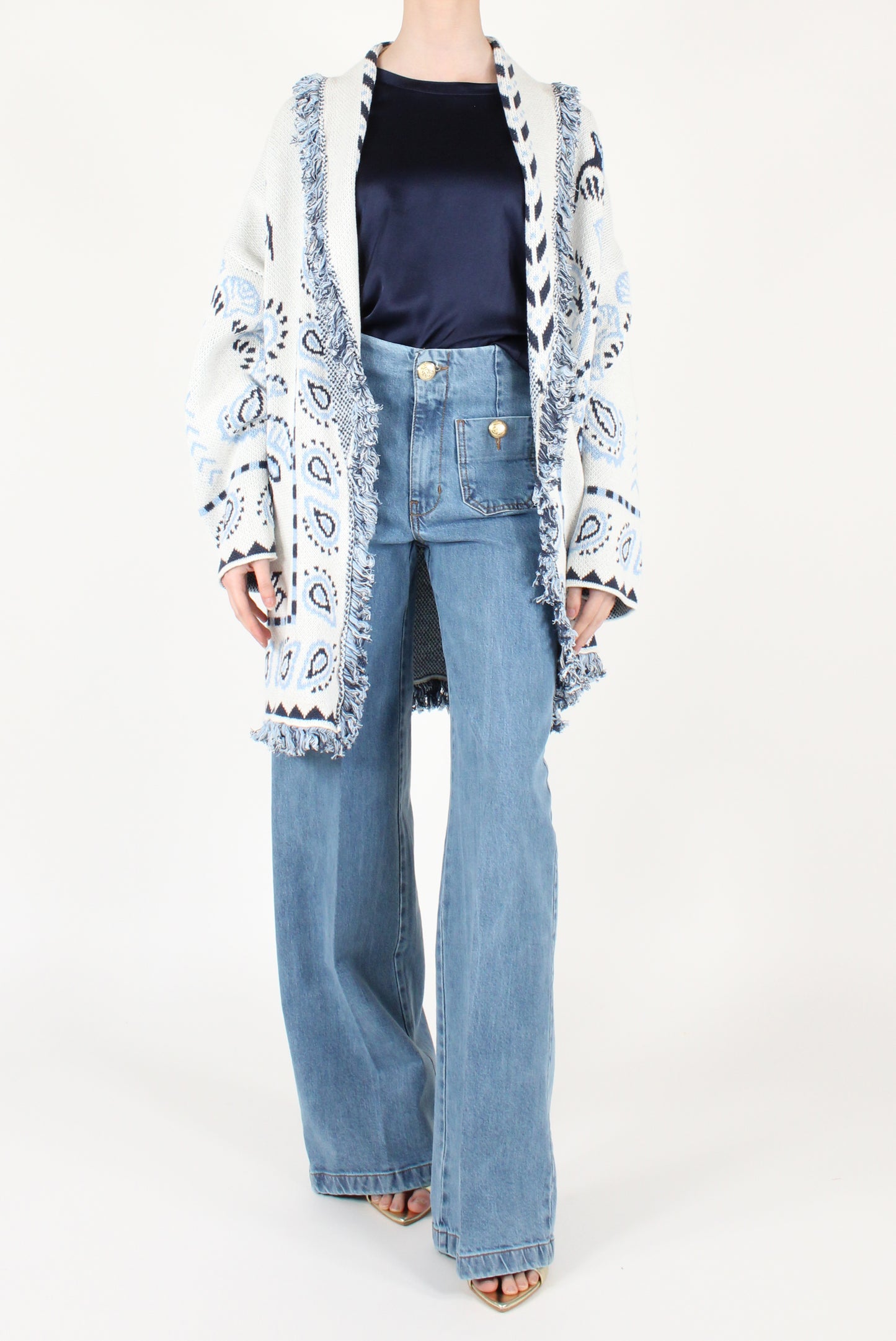Cardigan Over Stampa Palme