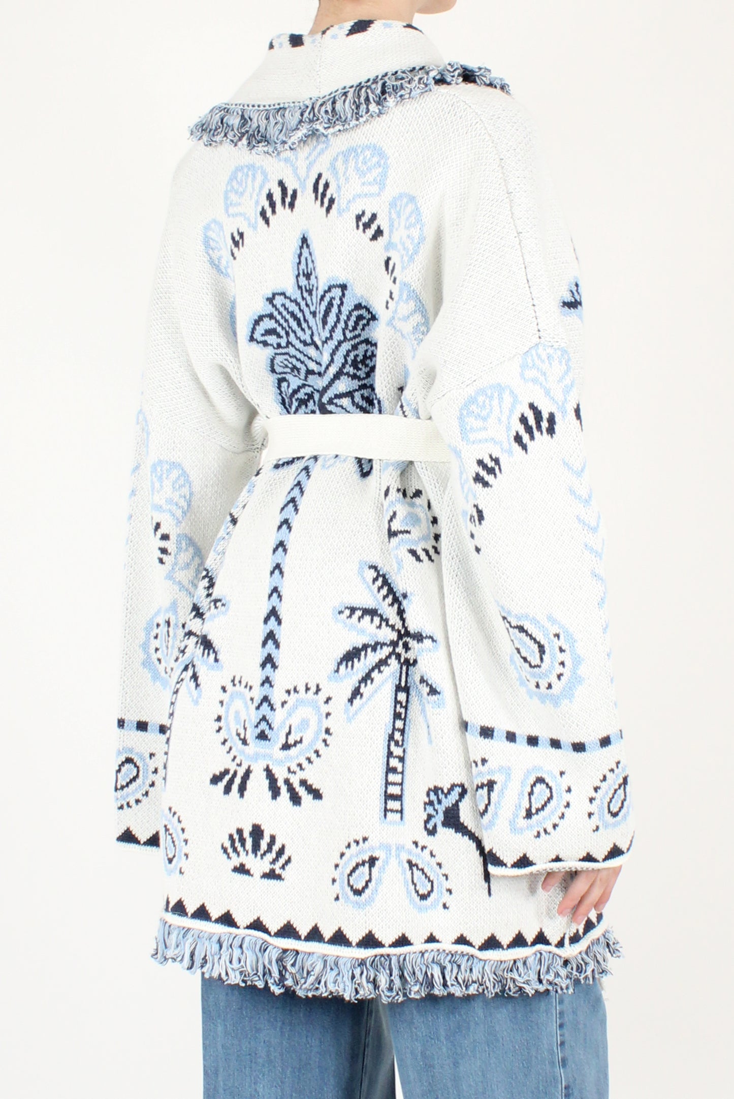 Cardigan Over Stampa Palme