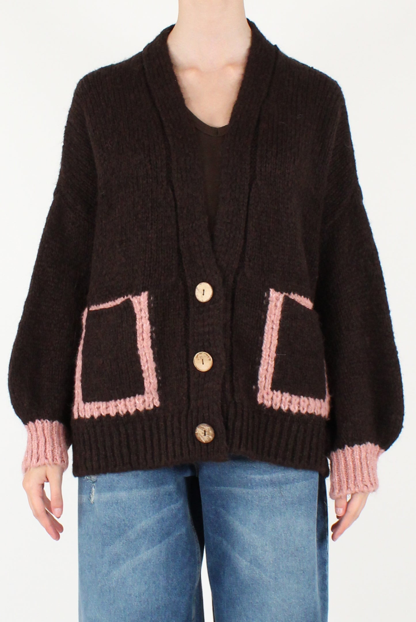 Cardigan Over Con Tasche
