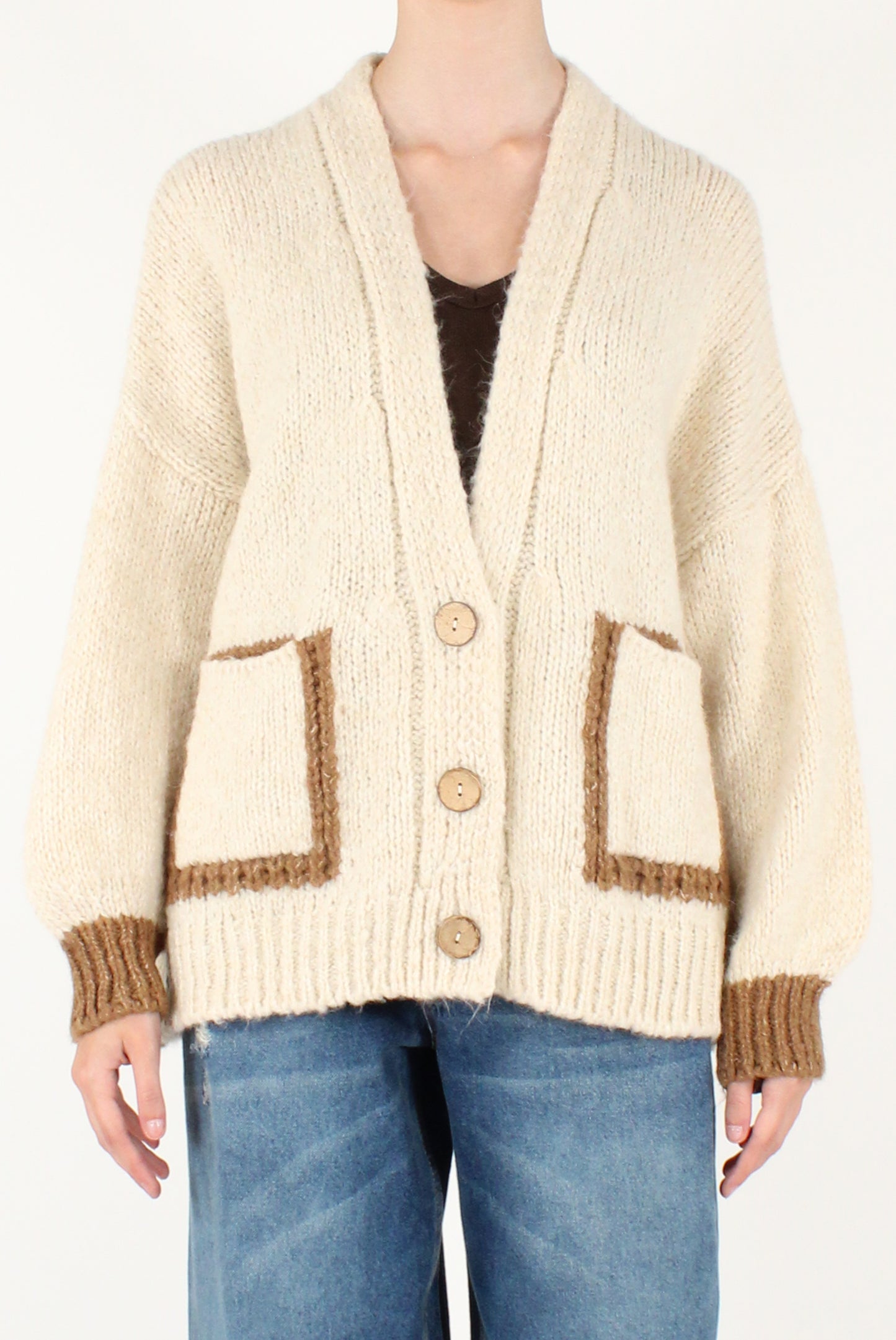 Cardigan Over Con Tasche
