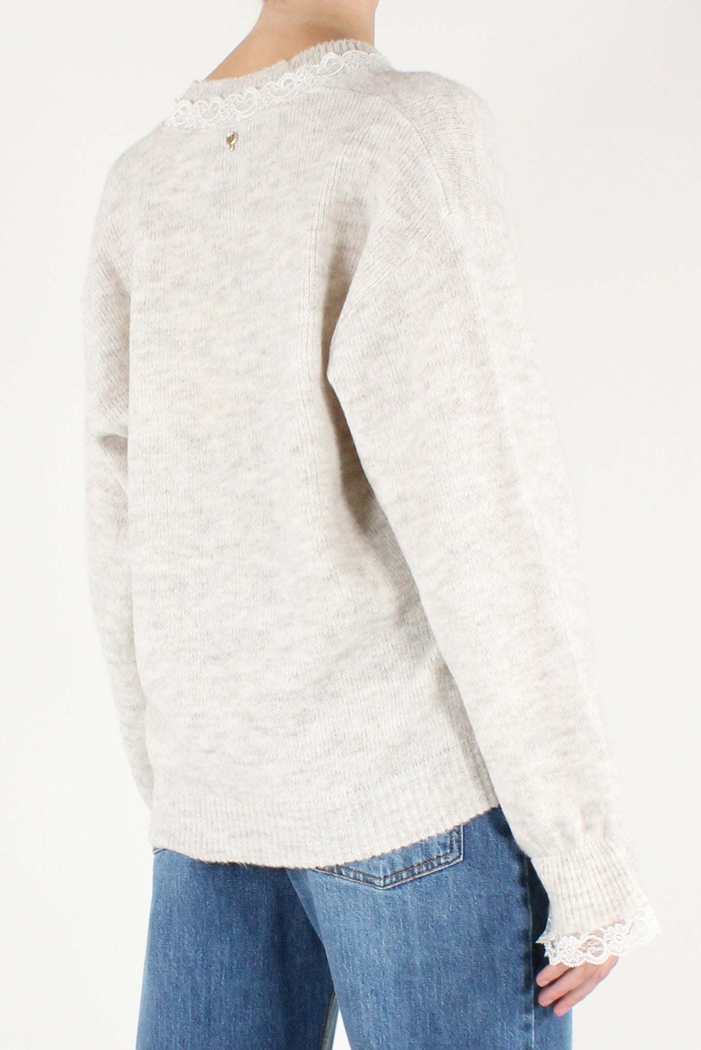 Cardigan con Profili in Pizzo