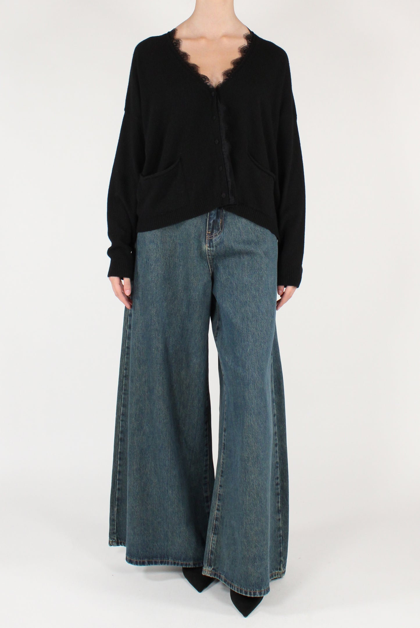Cardigan Scollo a V con Pizzo