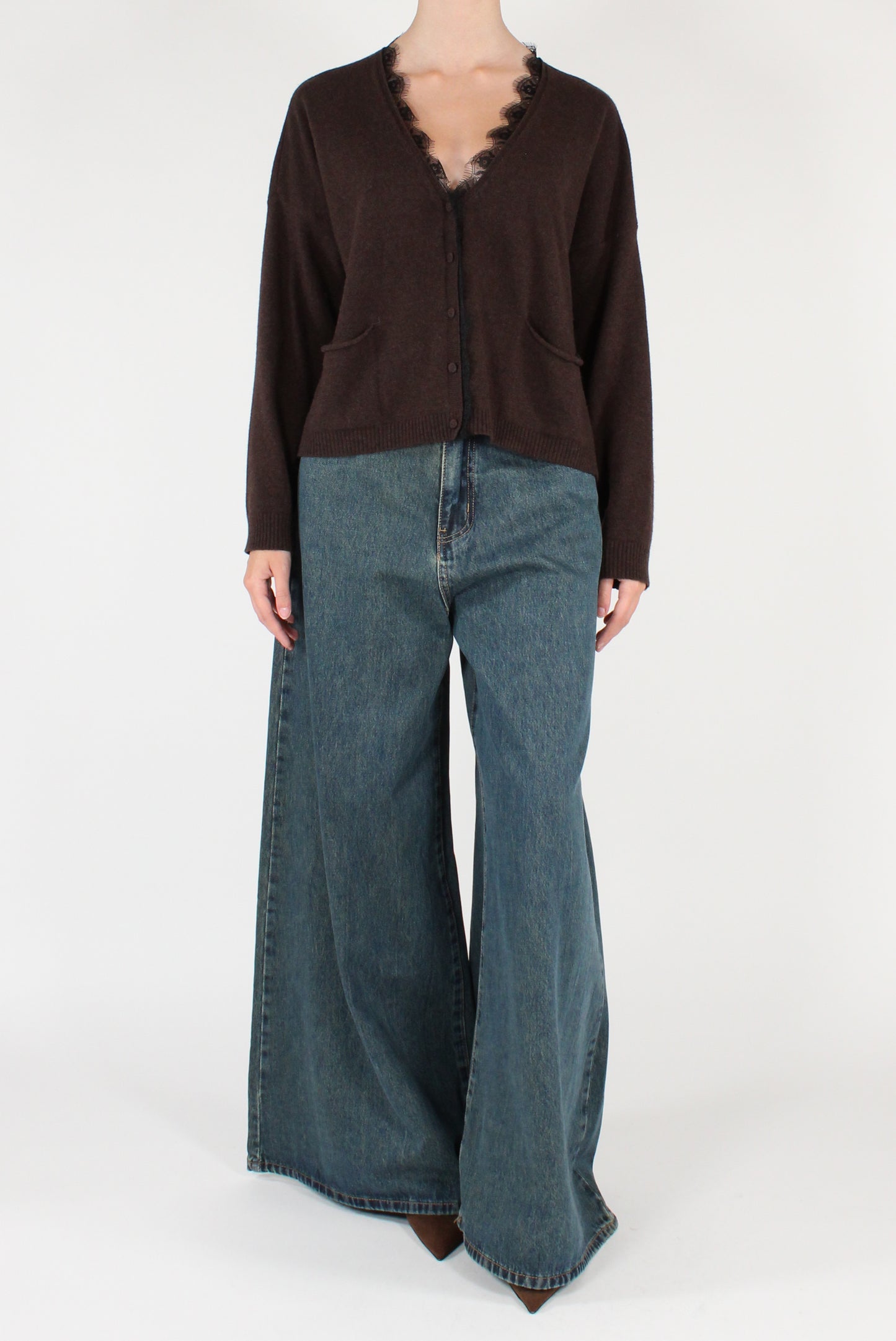 Cardigan Scollo a V con Pizzo