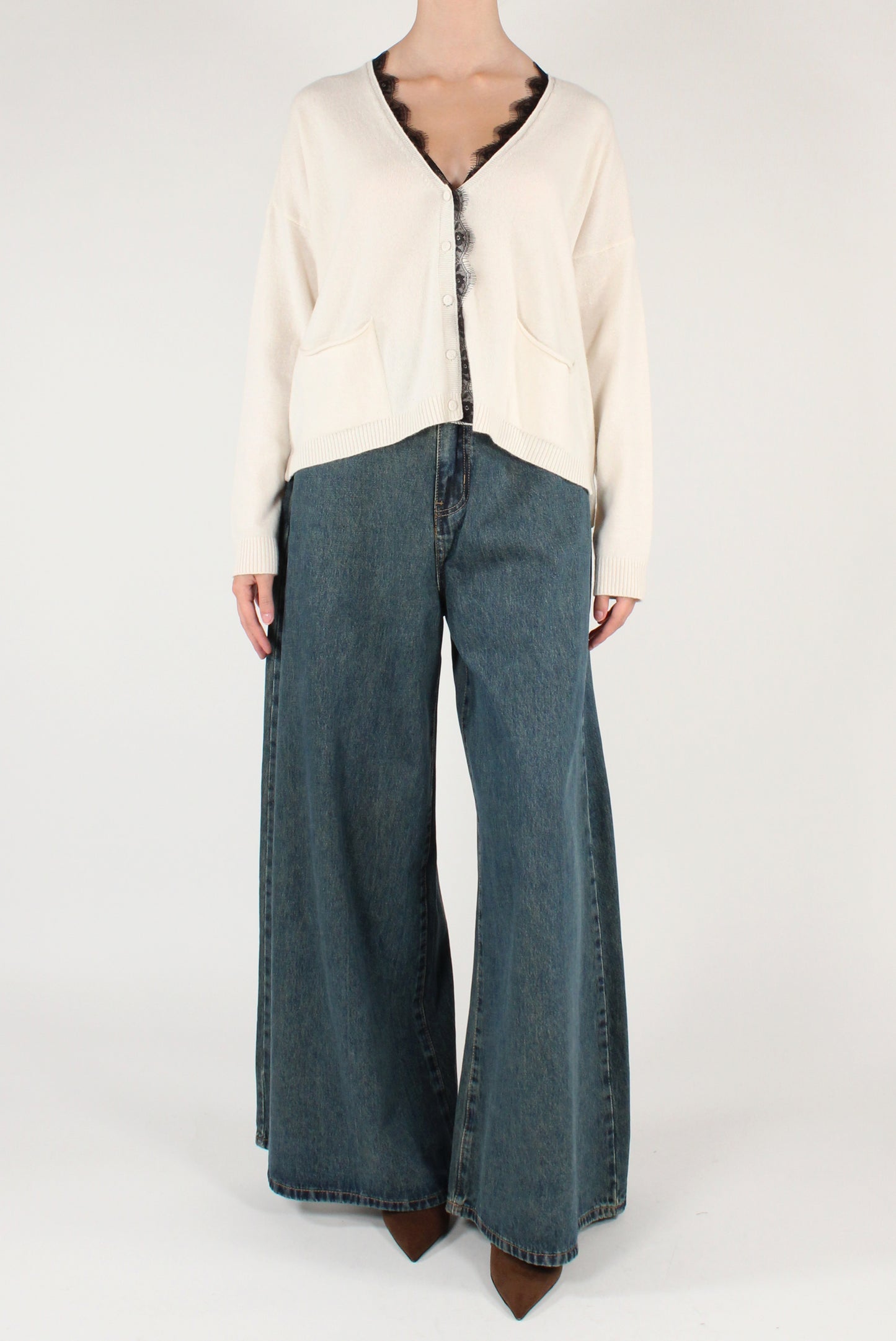 Cardigan Scollo a V con Pizzo