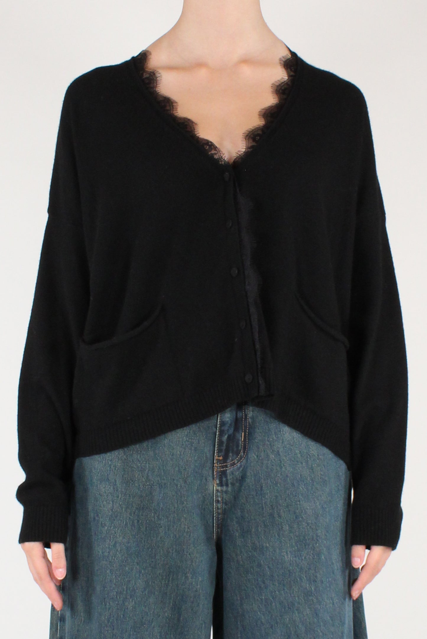 Cardigan Scollo a V con Pizzo