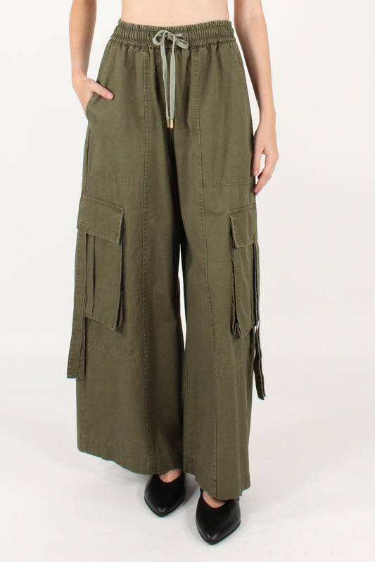 Pantaloni Cargo con Elastico in Vita