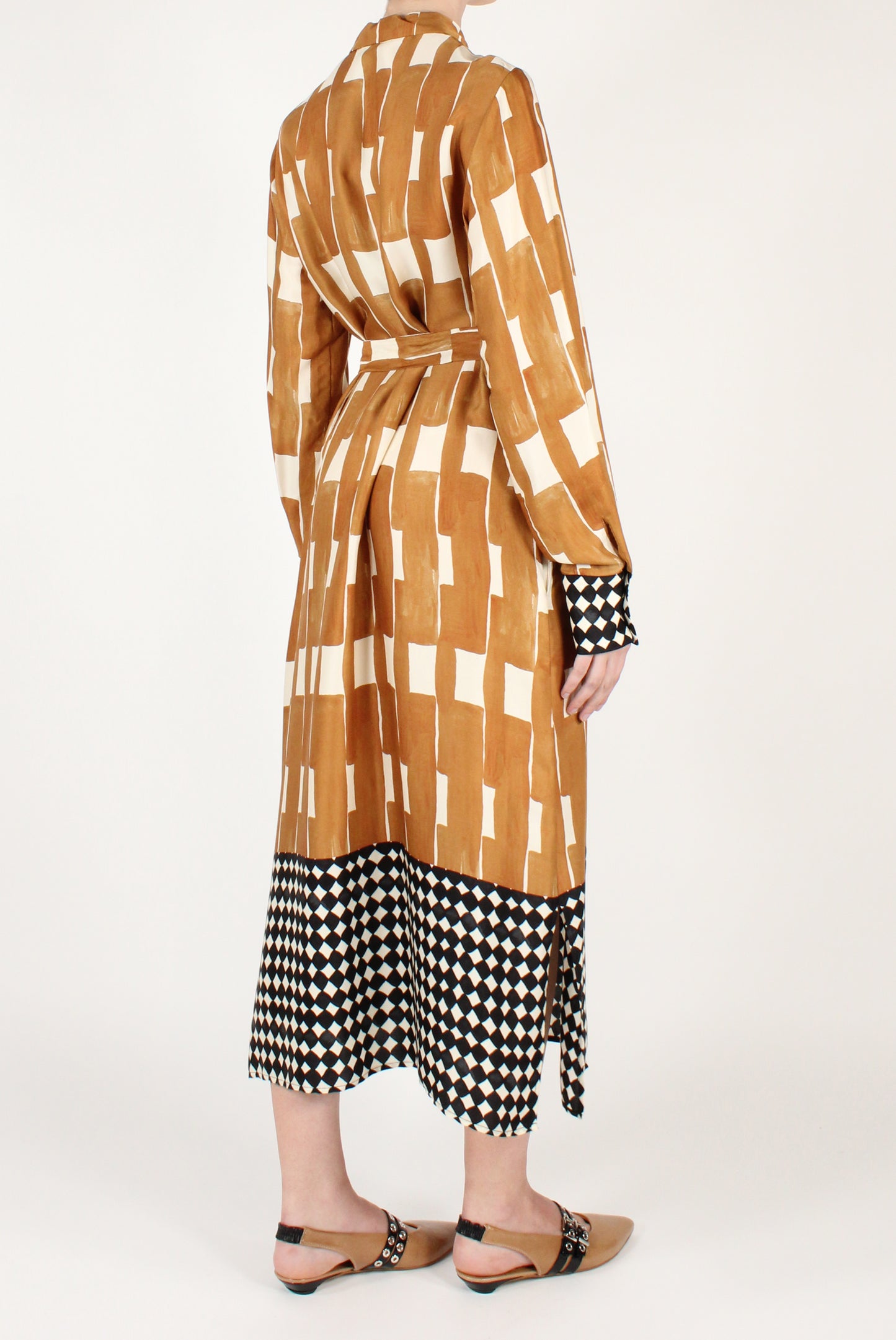 Midi Shirtdress with Abstract Pattern