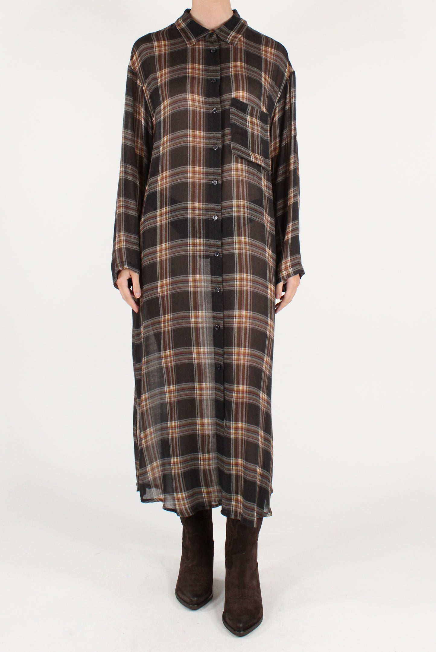 Tartan Pattern Chemisier Dress