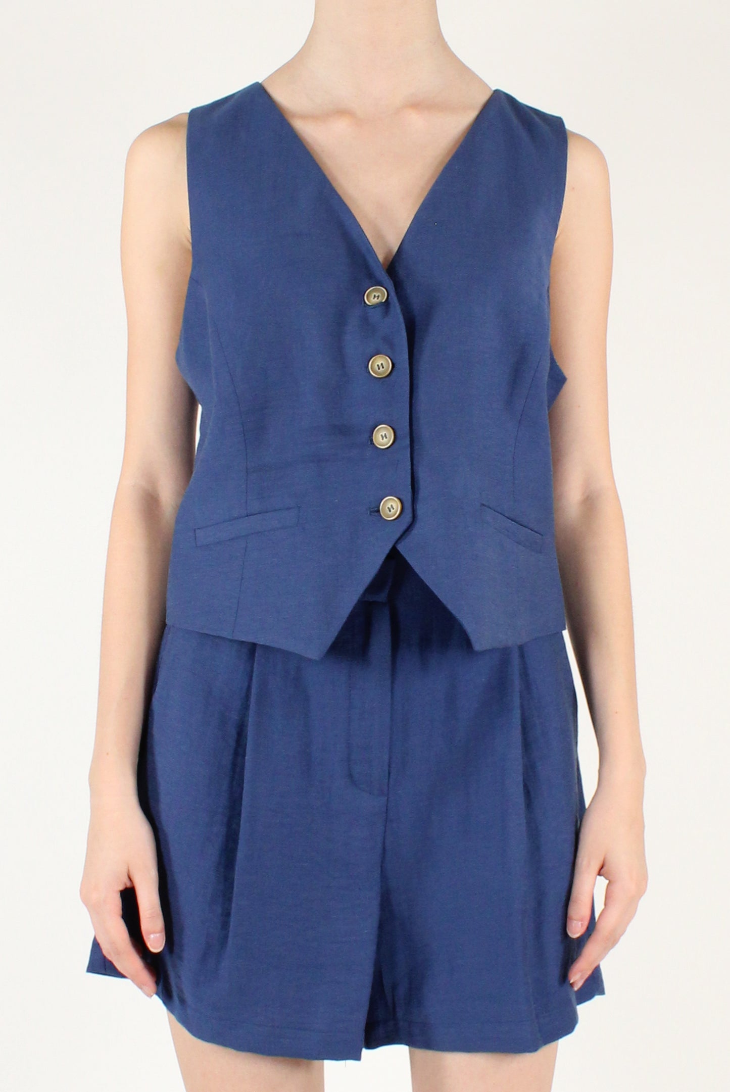 Viscose and Linen Blend Vest and Shorts Set