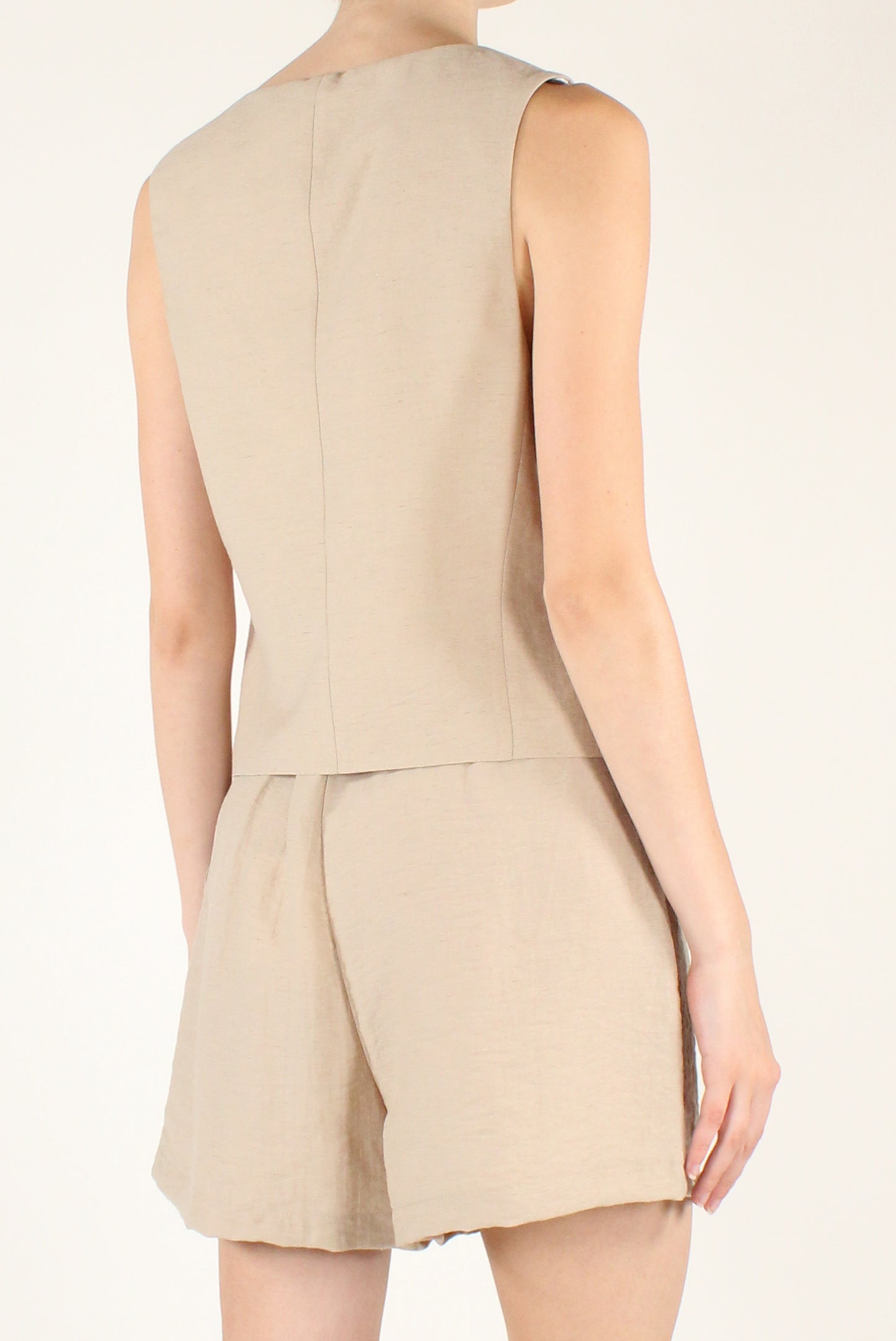 Viscose and Linen Blend Vest and Shorts Set