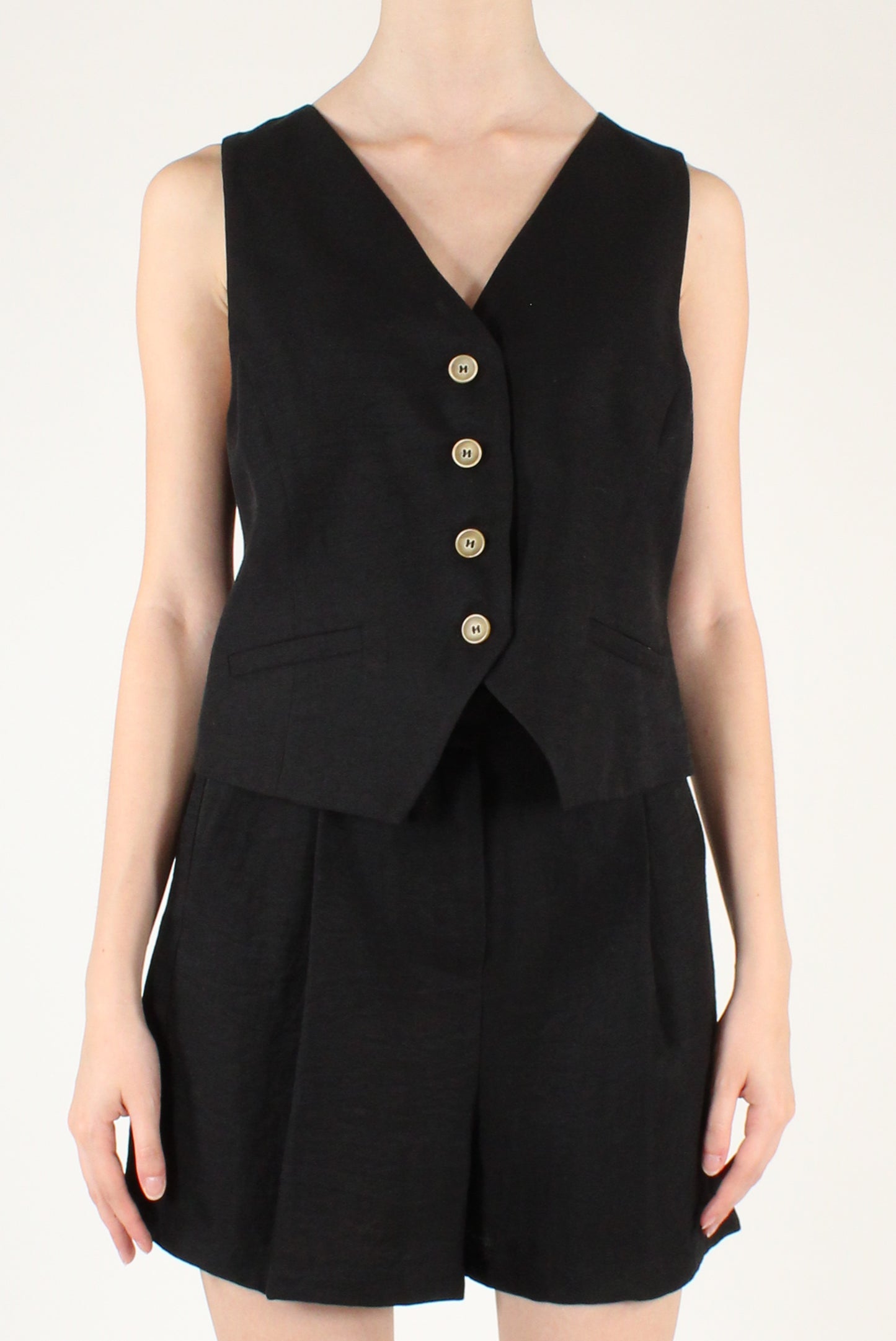 Viscose and Linen Blend Vest and Shorts Set