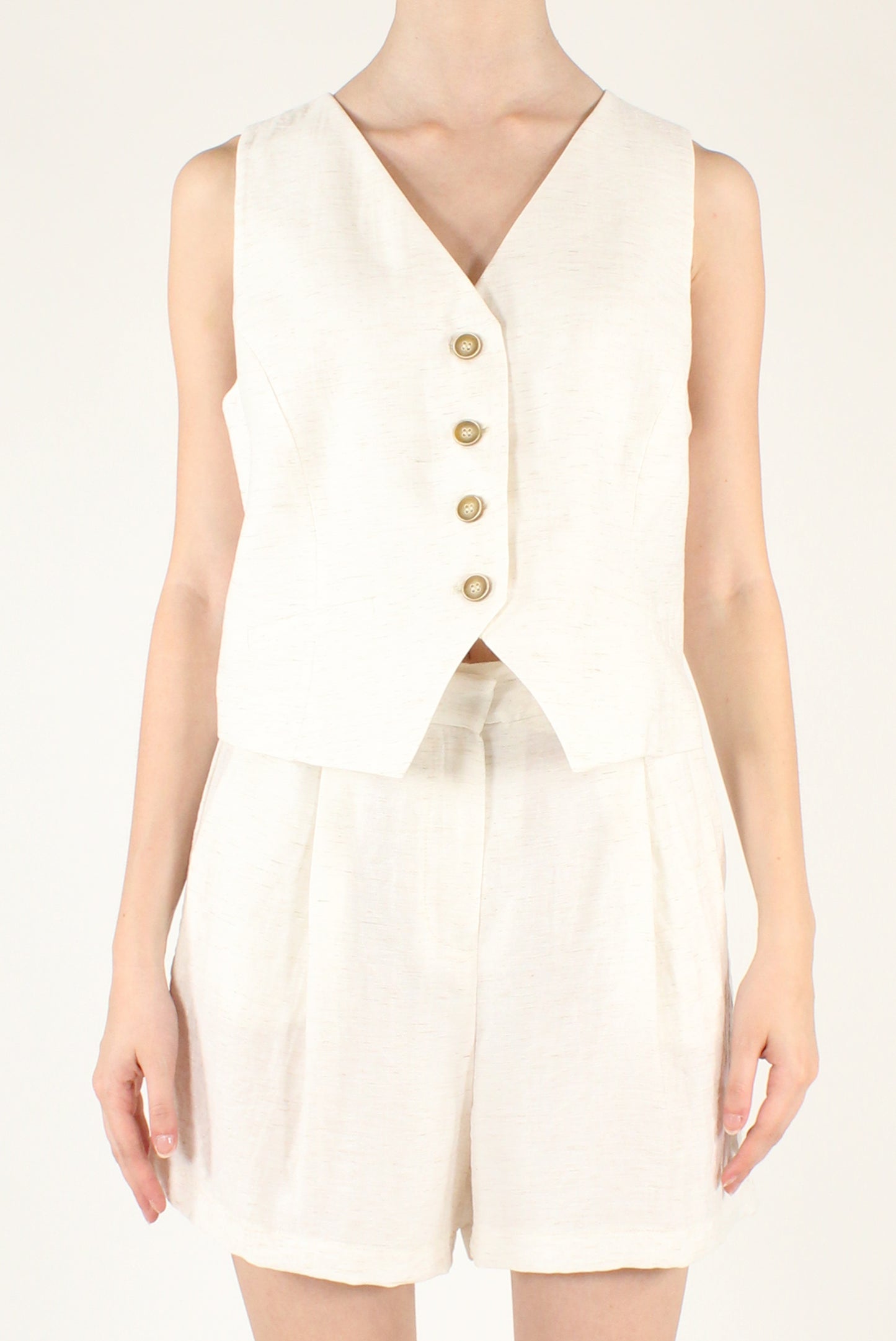 Viscose and Linen Blend Vest and Shorts Set