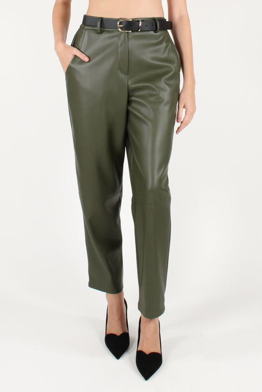 Pantaloni in Ecopelle con Cintura