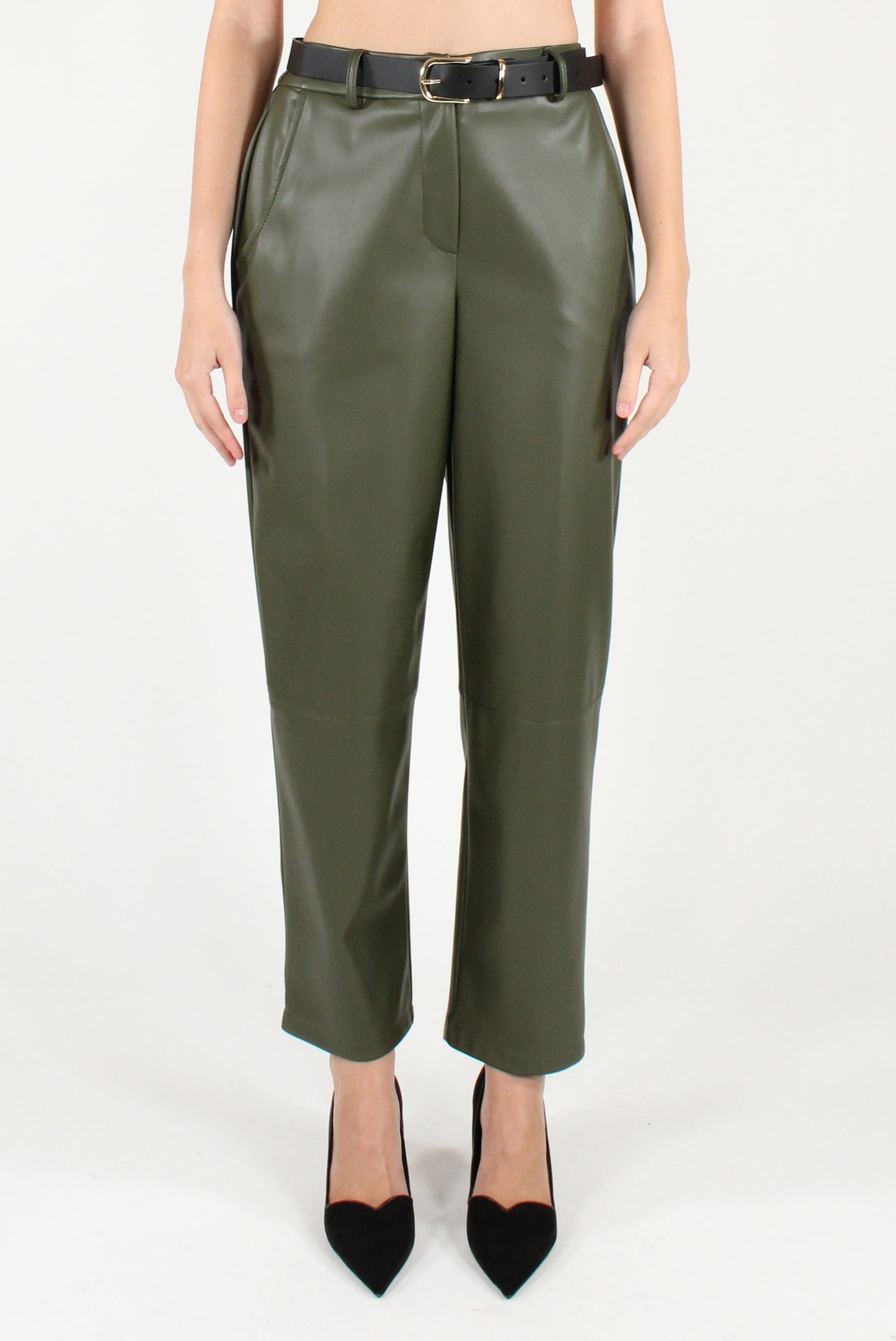 Pantaloni in Ecopelle con Cintura
