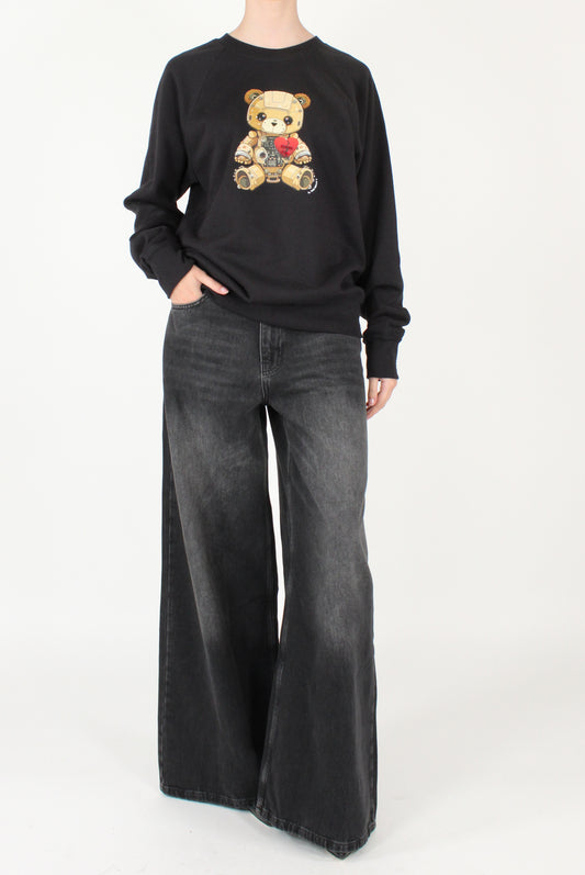 Felpa Over Stampa Orsetto Robot