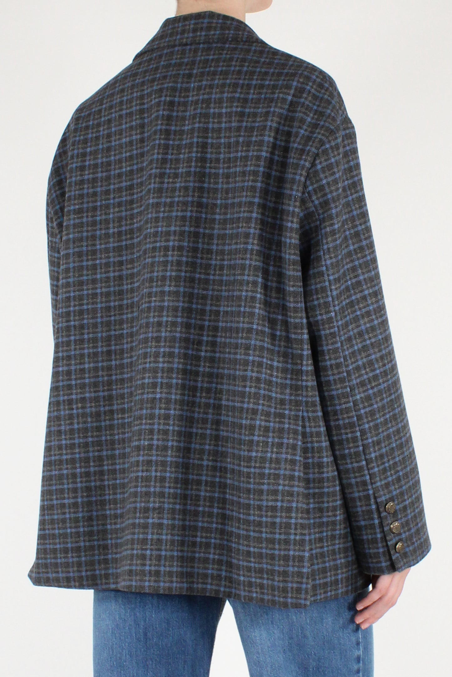 Blazer Over Fantasia Quadri con Spille