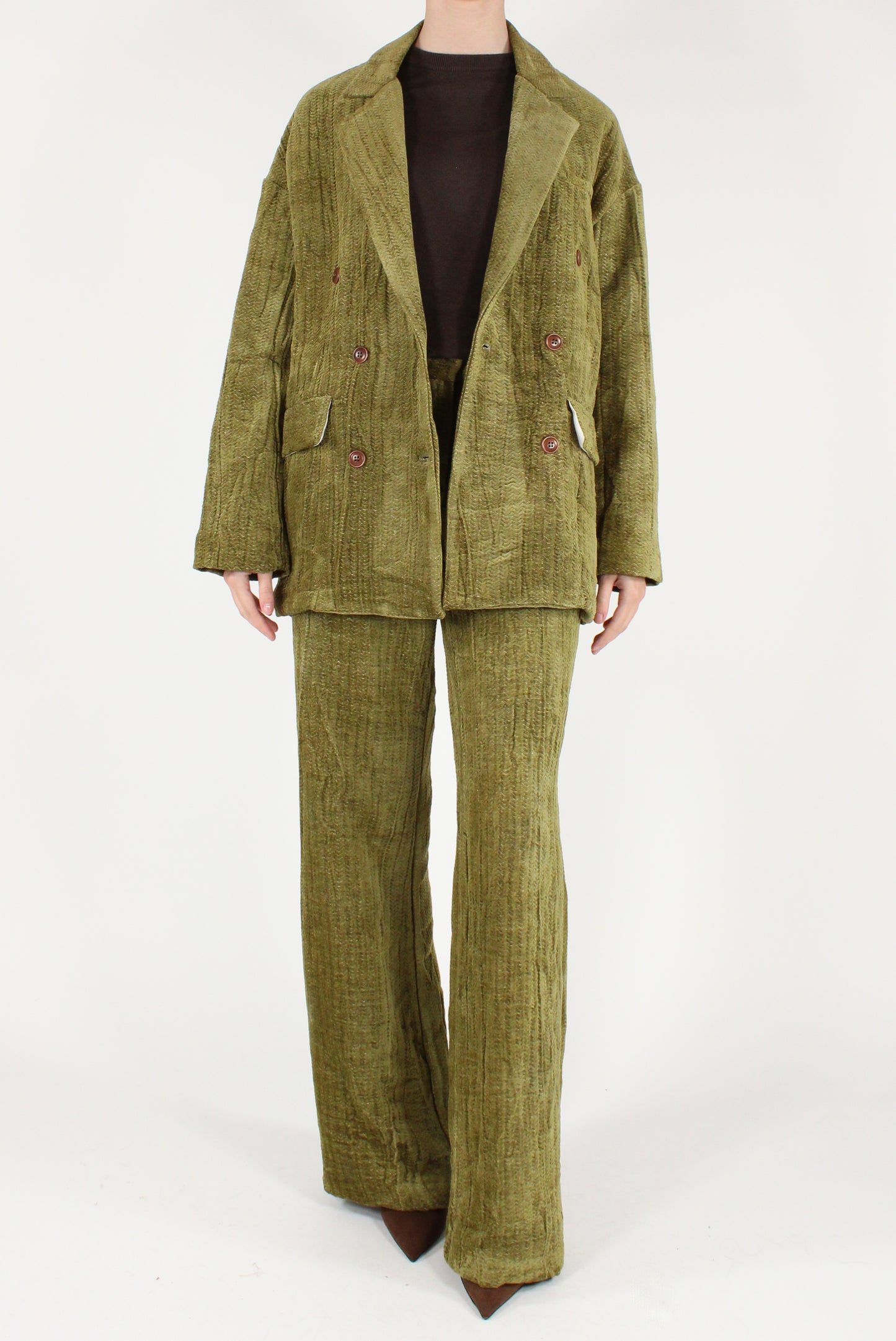 Pantaloni a Palazzo in Velluto Spigato