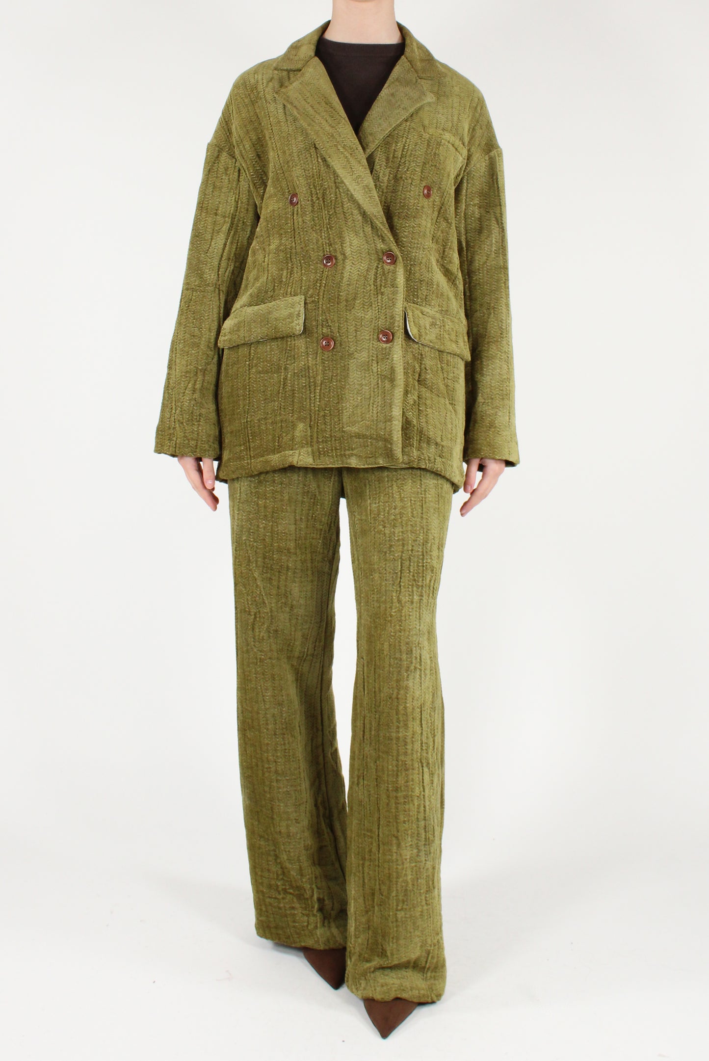 Pantaloni a Palazzo in Velluto Spigato