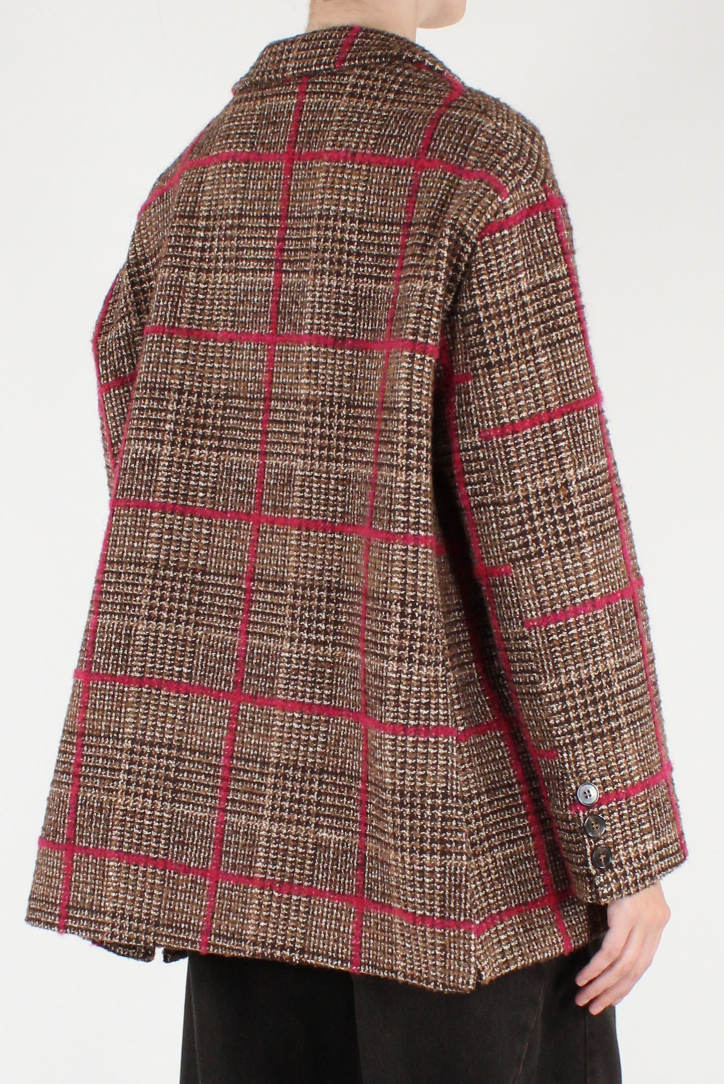 Giacca Over in Tartan Cuciture a Contrasto