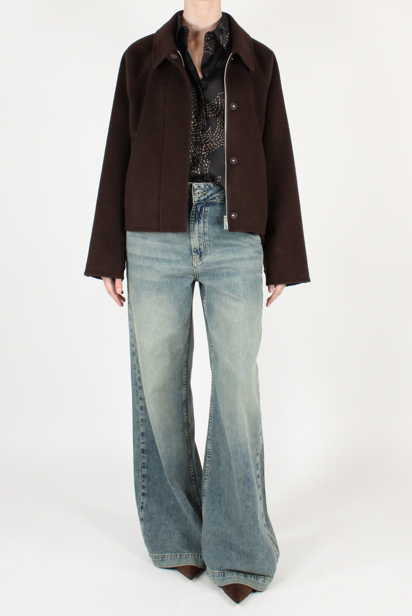 Giacca con Zip in Misto Lana