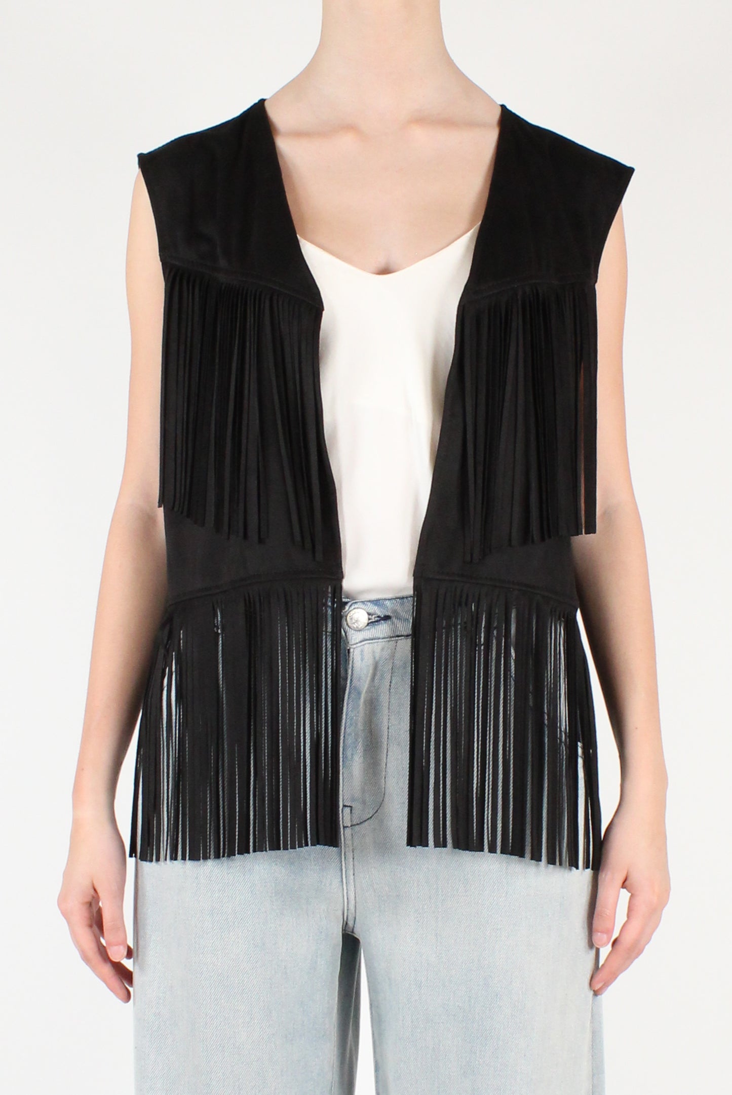 Eco Suede Vest with Fringes