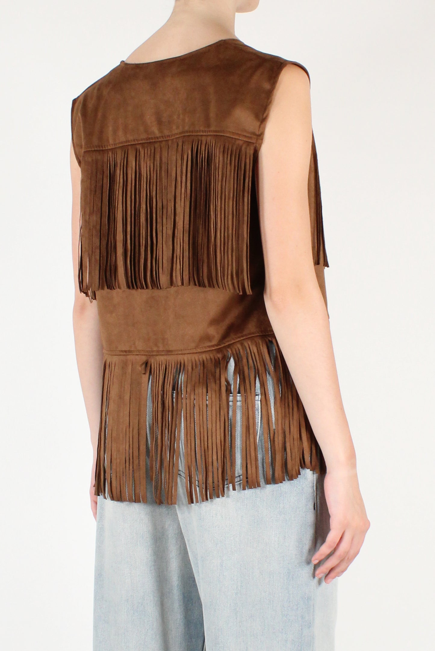 Eco Suede Vest with Fringes