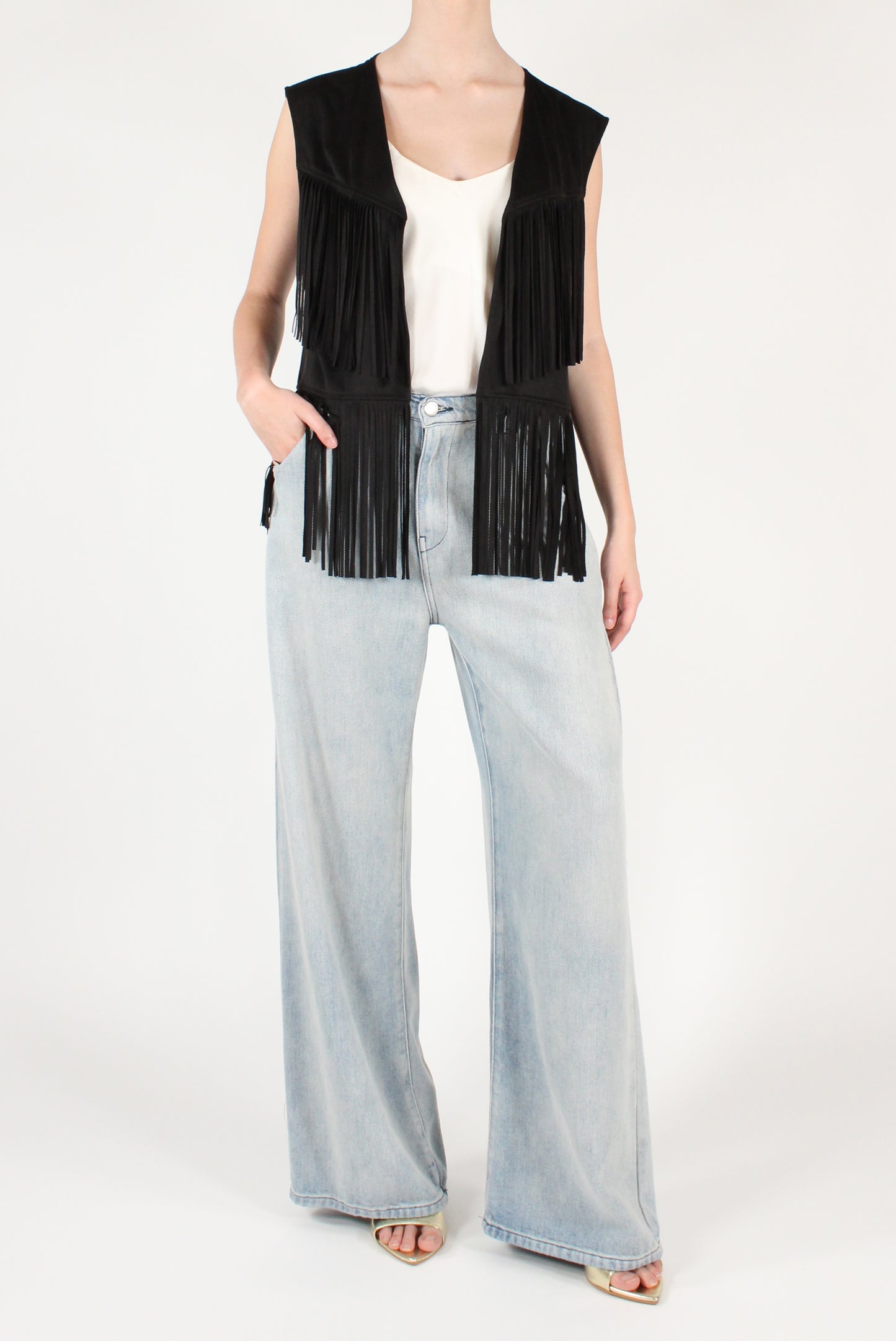 Eco Suede Vest with Fringes