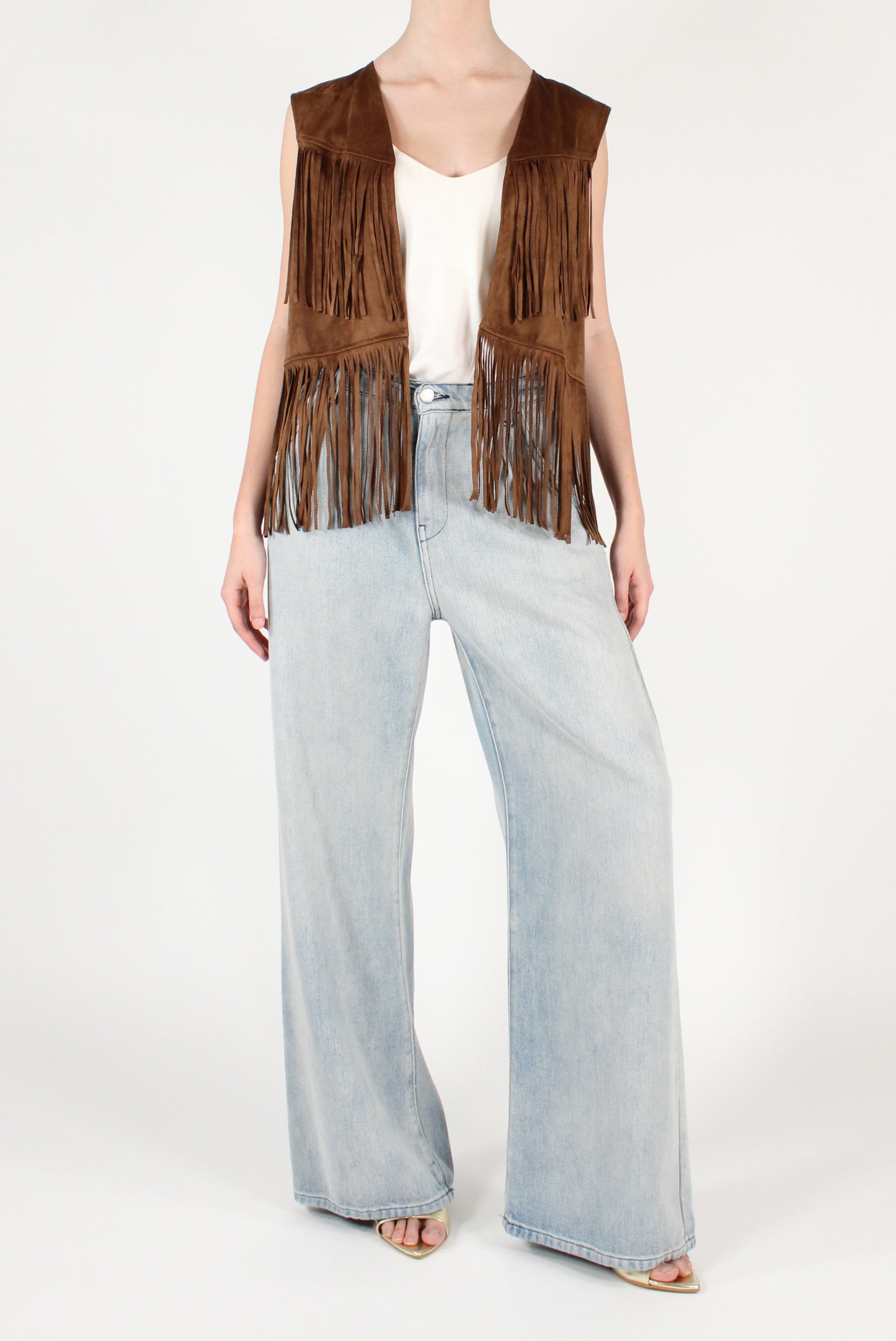 Eco Suede Vest with Fringes