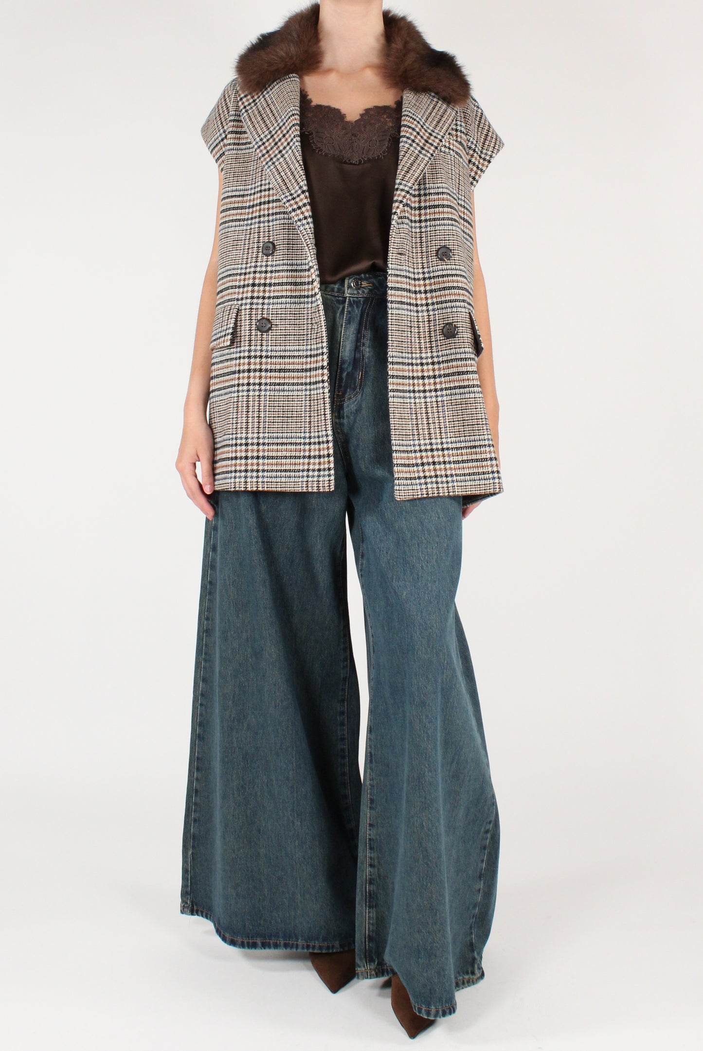 Gilet Over Fantasia Pied de Poule