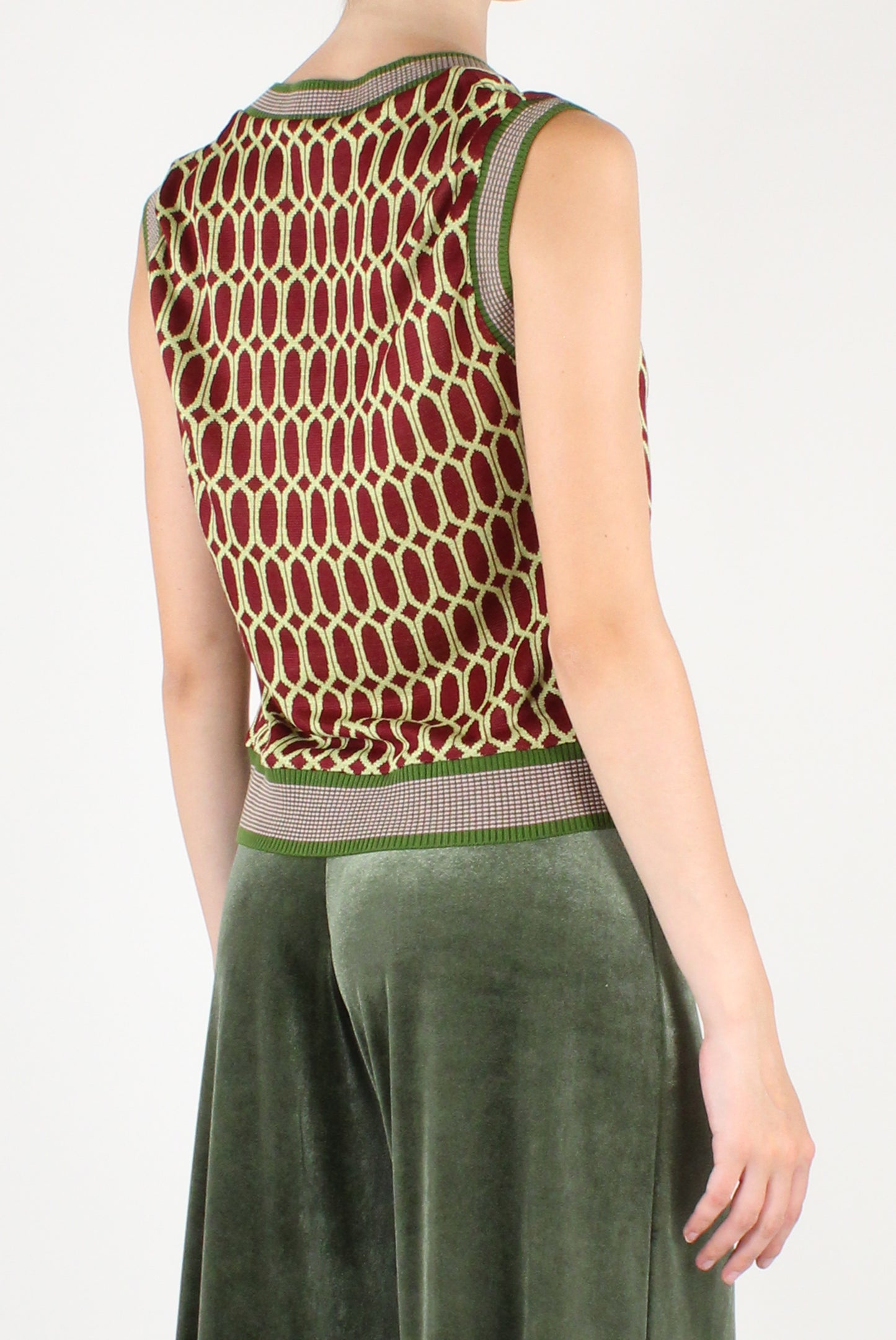 Gilet Stampa Fantasia Geometrica Bordeaux