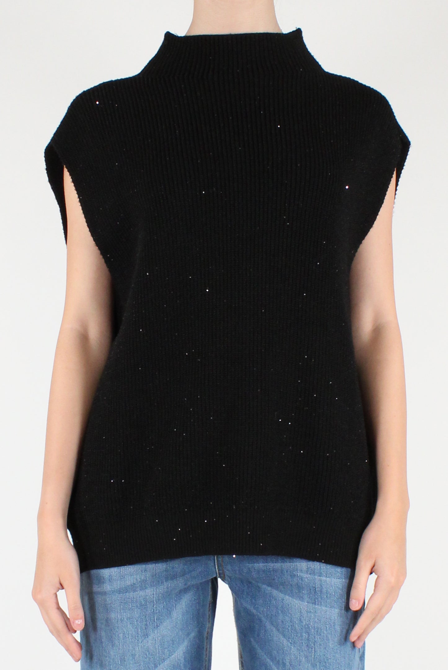 Gilet Over con Micro Paillettes