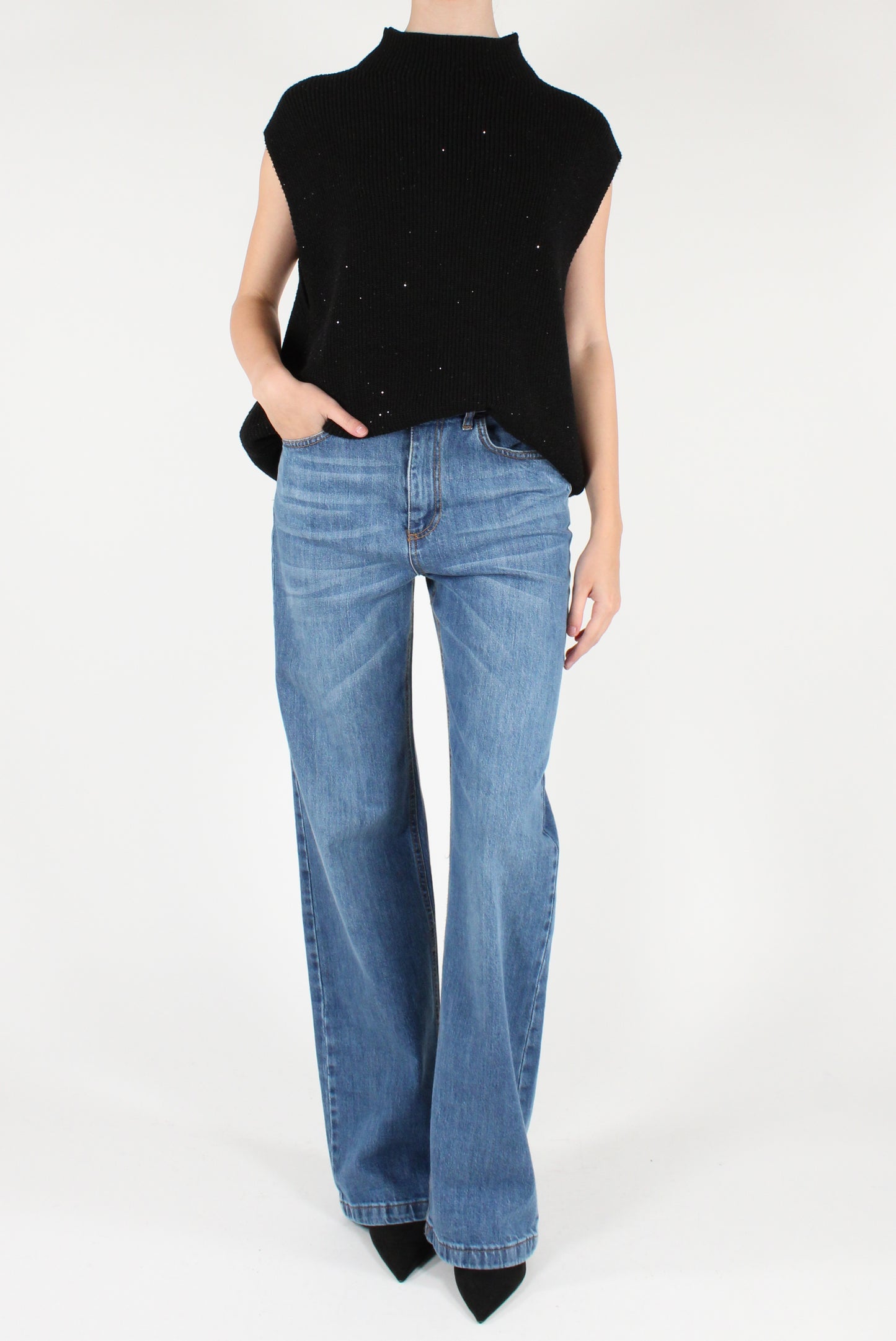 Gilet Over con Micro Paillettes