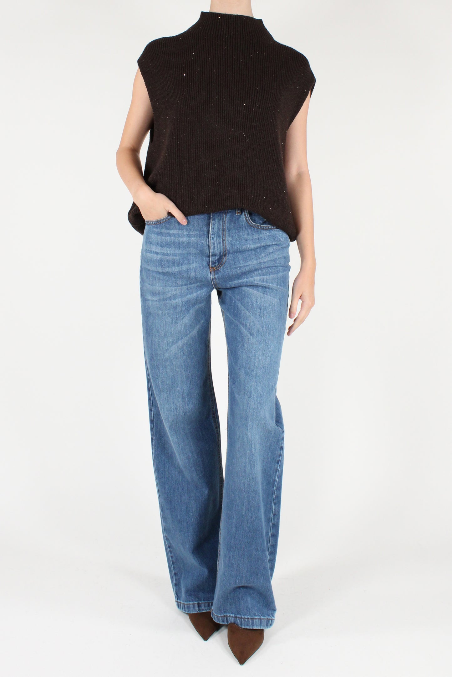Gilet Over con Micro Paillettes