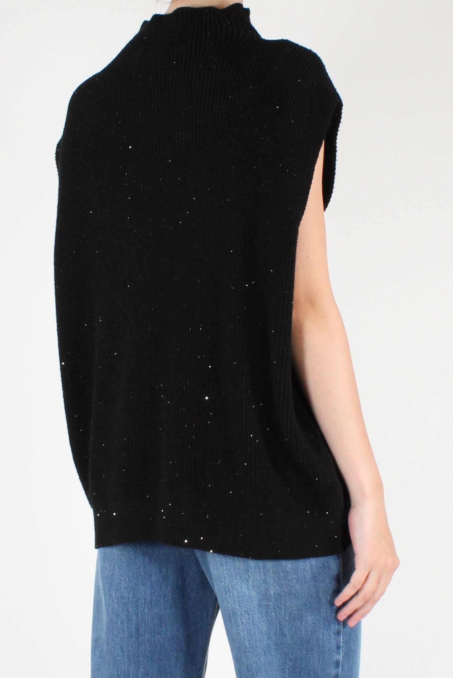 Gilet Over con Micro Paillettes